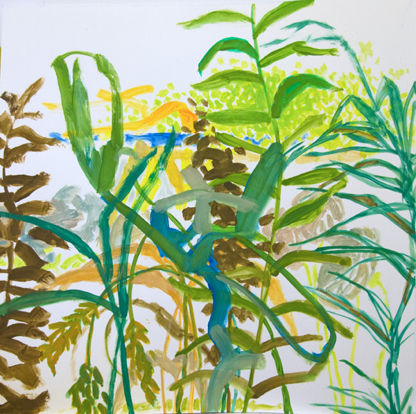 Gillian Theobald, Weedy Place, 2017, Acrylic on paper, 12 x 12, in, $685 framed