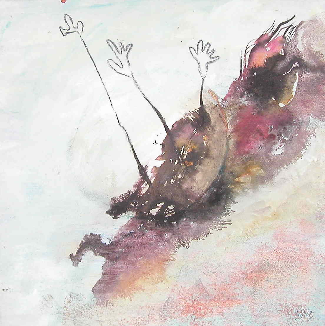 A  part of the earth Werk op doek 50 x 70 cm  Gebruikte technieken: acrylstift, acrylverf, houtskool.  U kunt dit werk kopen als poster. Dit werk is op doek verkocht