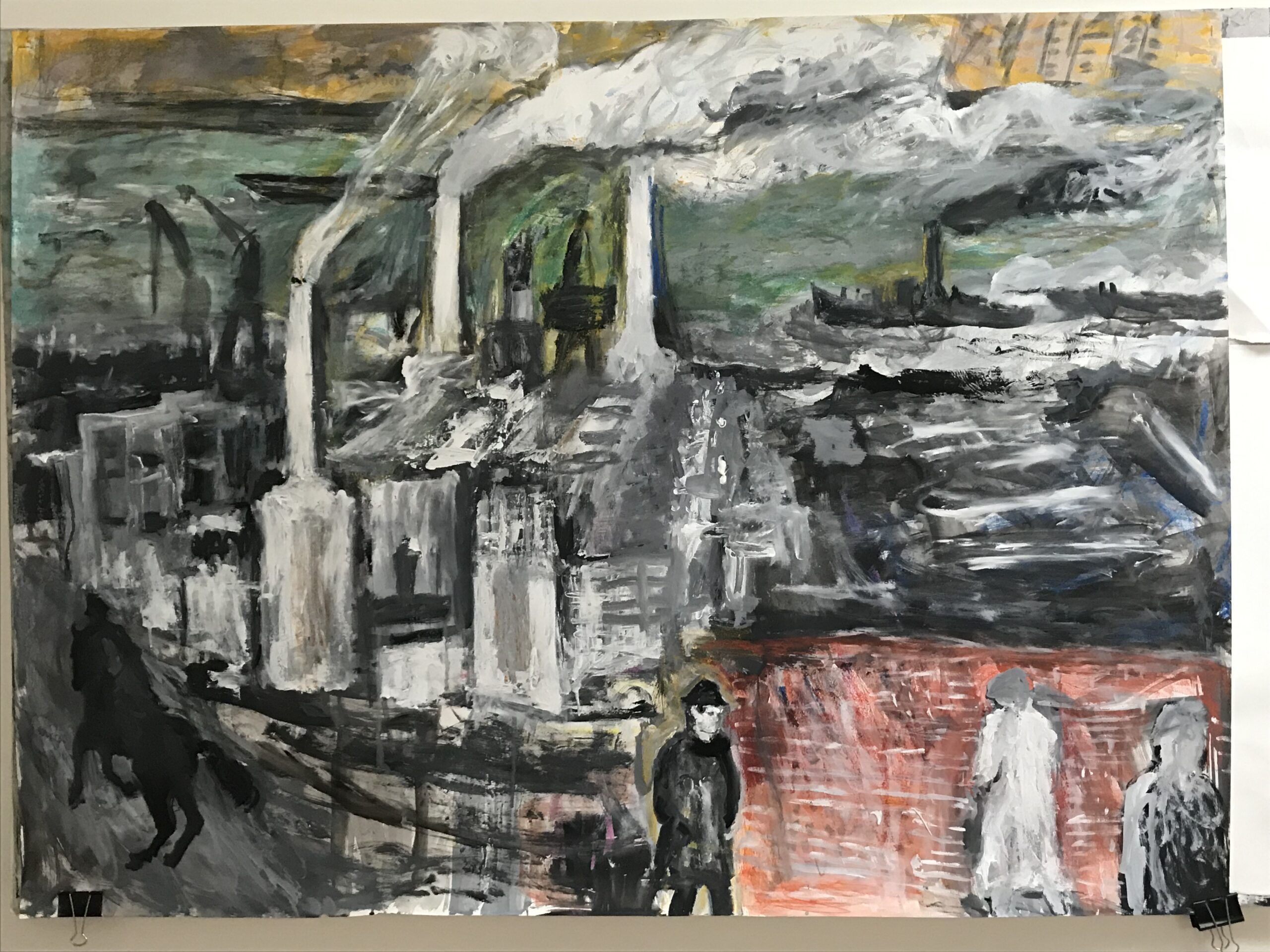 Age of Steam, Battersea Power station, gouache on paper, 101 x 137 cm