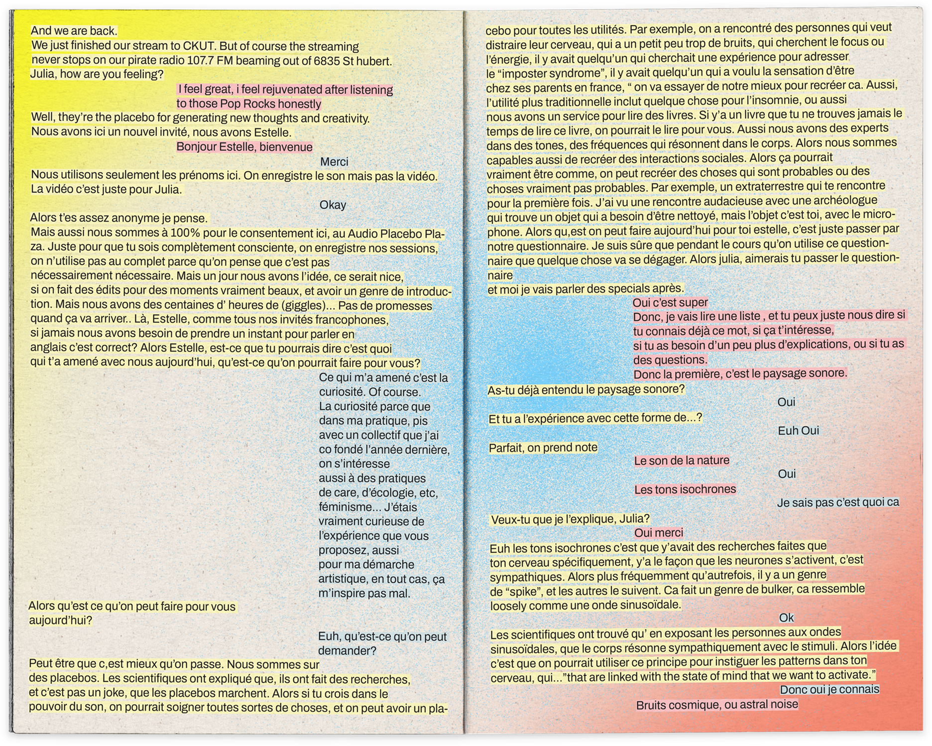 Archival zine for Audio Placebo Plaza at the 2022 Karachi Biennale.