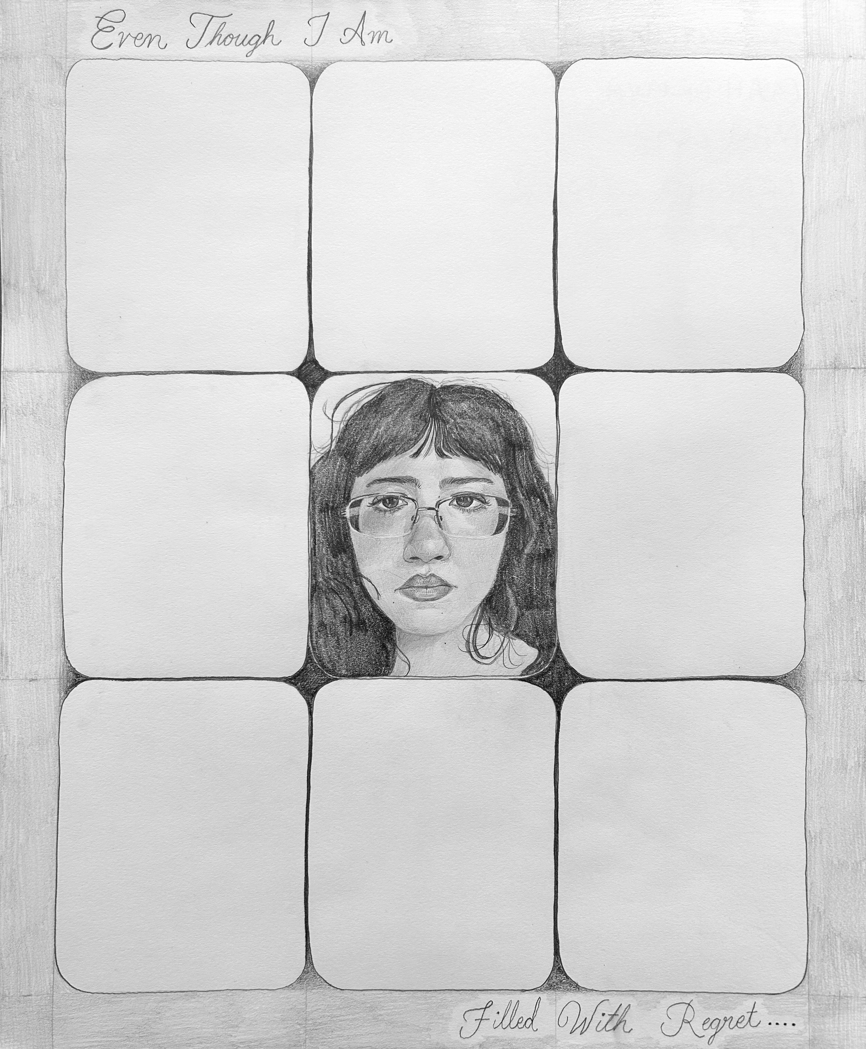 "The Sketch Artist Caught Me" graphite on paper, 14"x17", May 2025.