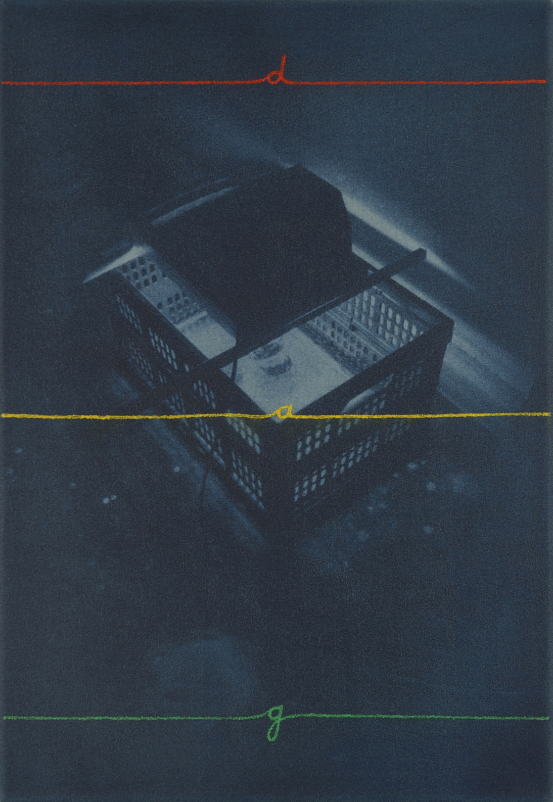 Untitled 2014, cyanotype, acrylic and color pencil on canvas, 36 x 25 cm