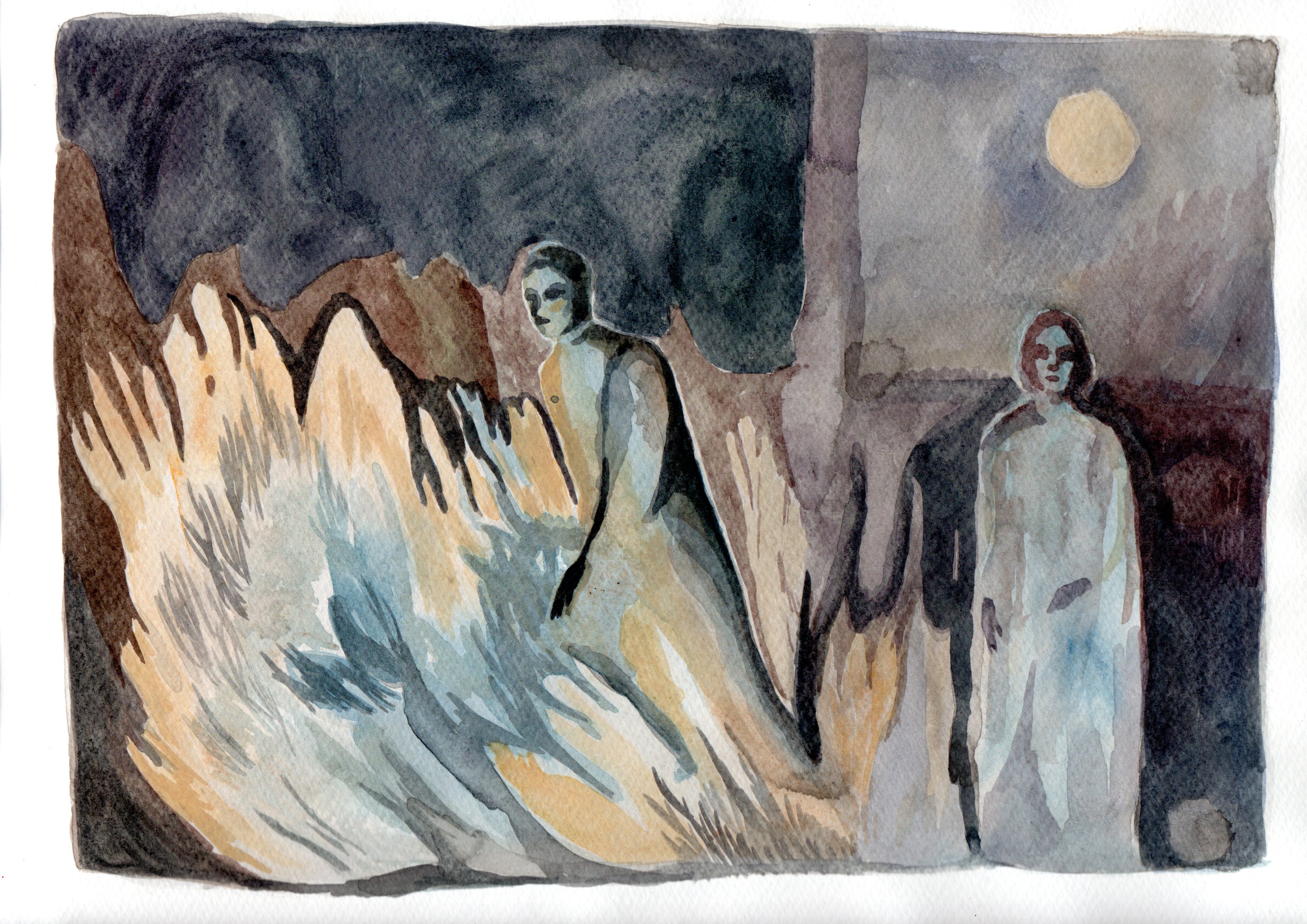 Blossoms, watercolour and ink on paper, 21cm x 29.7cm, 2022