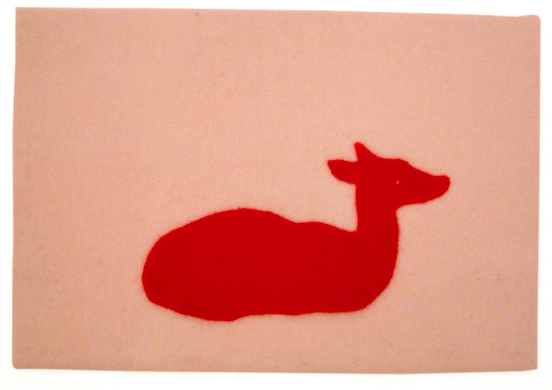 Little deer, 100cm b x 80cm h, Feltpiece handfelted wool
