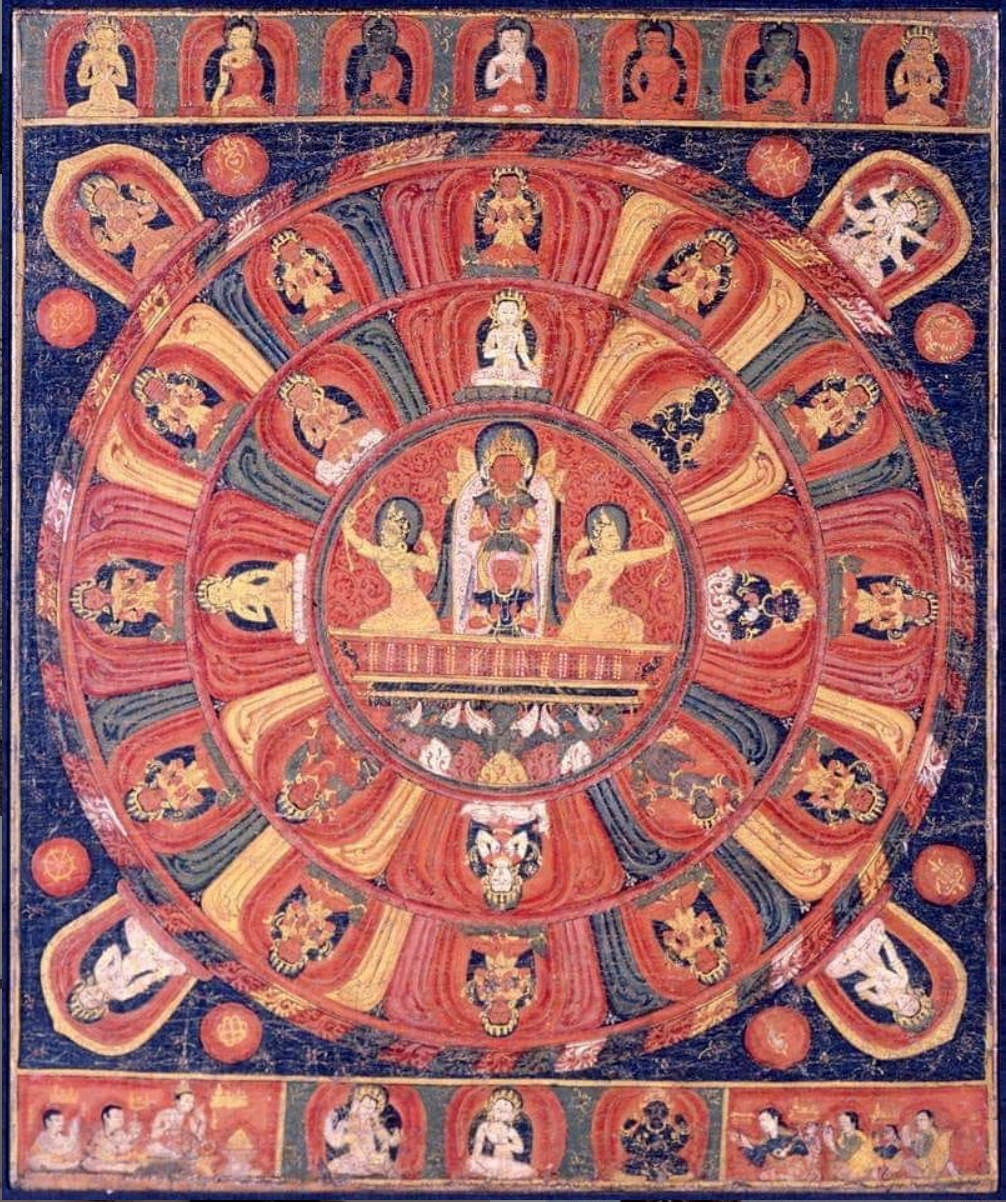 Mandala of the Sun God, Nepal, 16th century. Watercolors on cotton. The Walters Art Museum F.195.