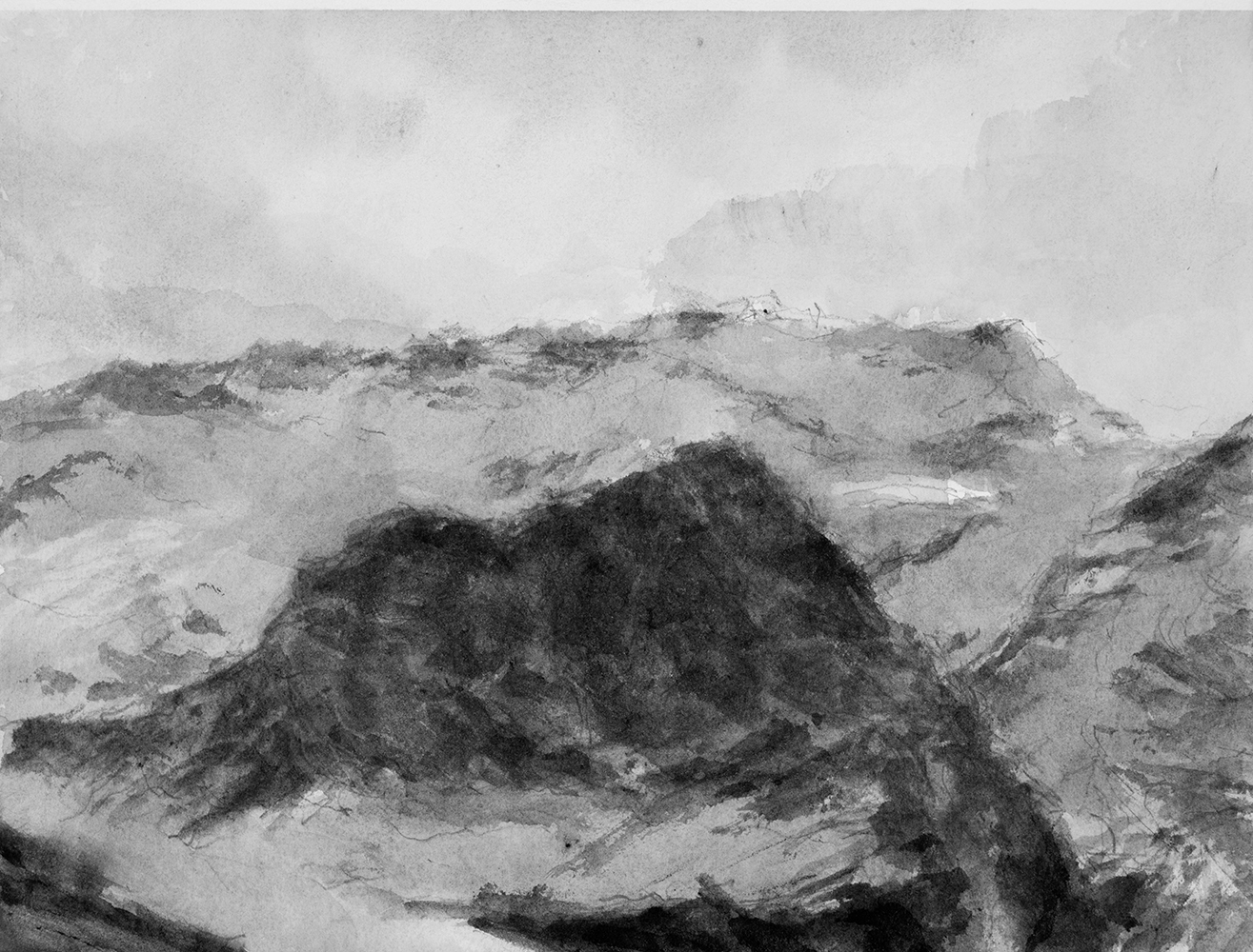 Massif, reliefgouache et crayon sur papier25 x 32,5 cm, 2023