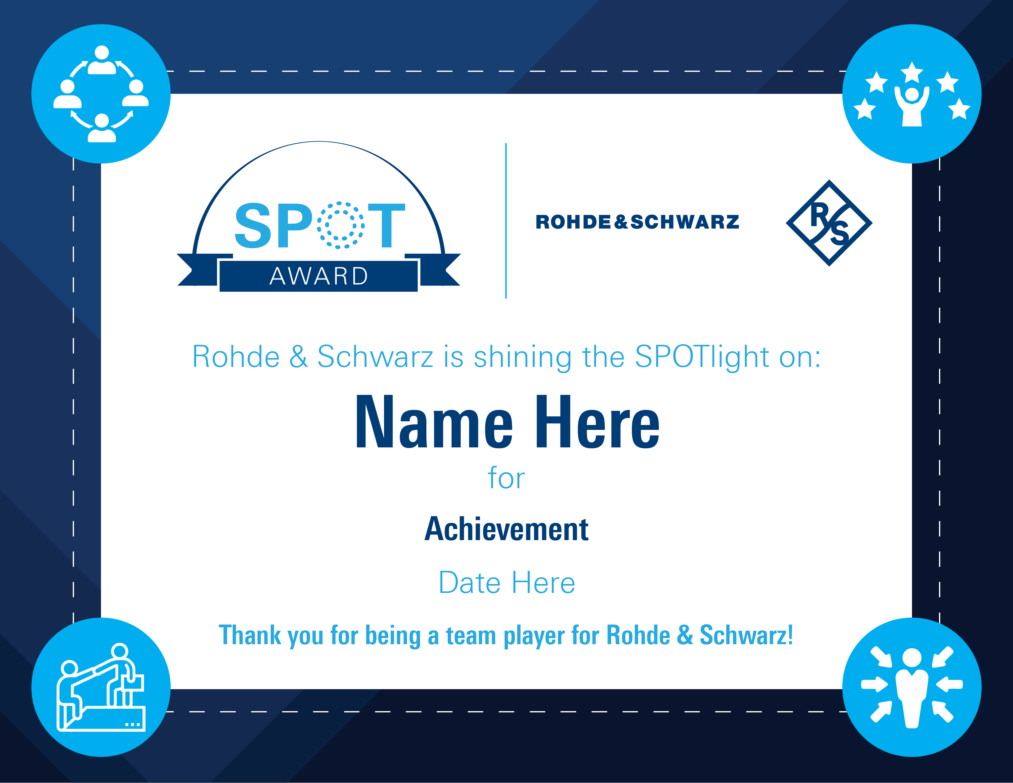 Certificate template for employee recognition.