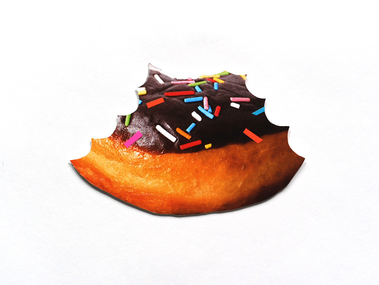 Mash, collage on illustration board, 4 x 6.5 in, 2018