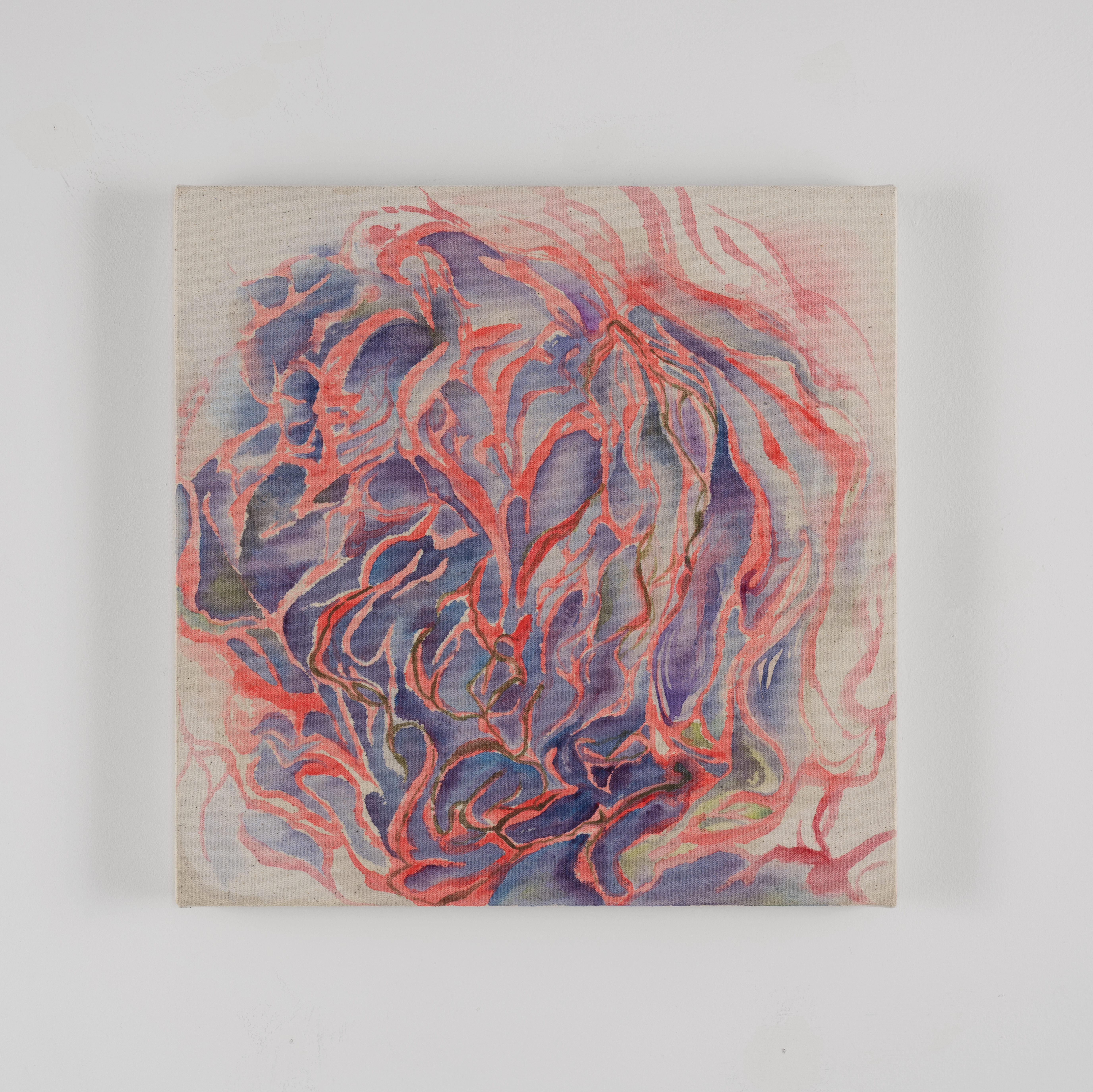 Wrinkle Flow, 2024, Textile ink and watercolor on canvas, 16x16in