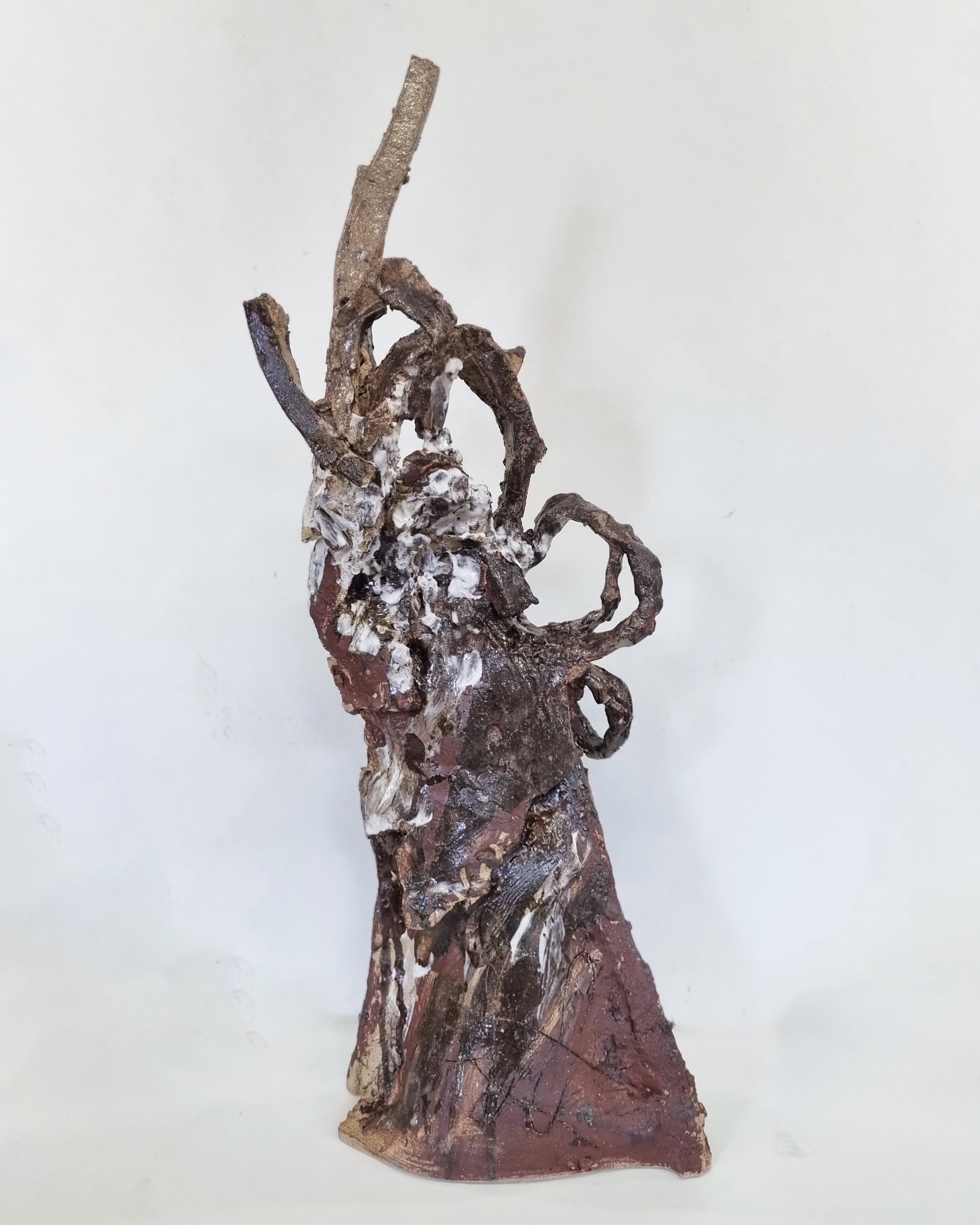 Touch, stoneware, devon slip, waste porcelain slip, thames glaze, wood ash glazes, 18x25x74cm, 2022