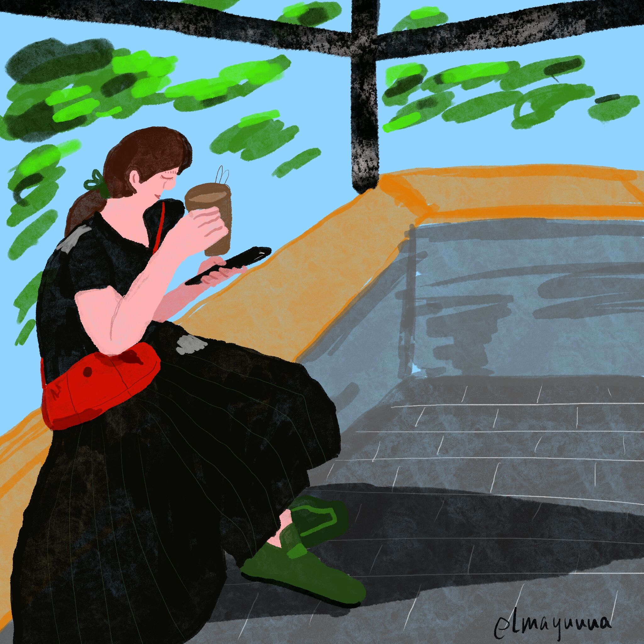 sketching-Sunday coffee-chill time