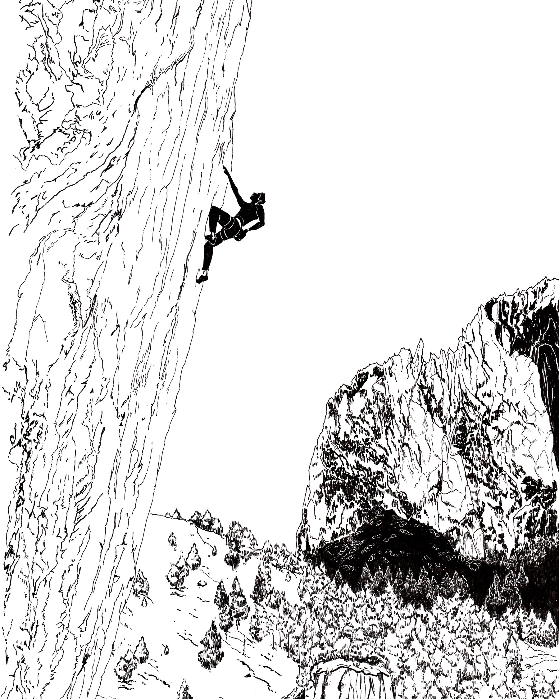 Climber (Smith Rock) - Ink on paper 30x40 cm