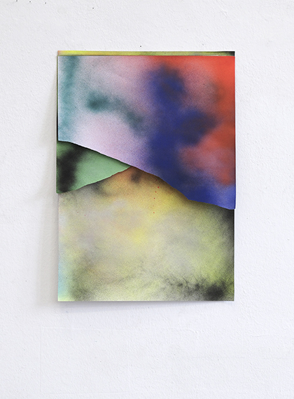 Untitled 1, Düsseldorf , 2015 Paint, collage on paper 23 1/5 × 16 1/2 in.