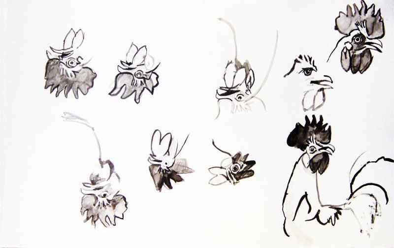 Rooster2 2009ink/paper 23x14.5”