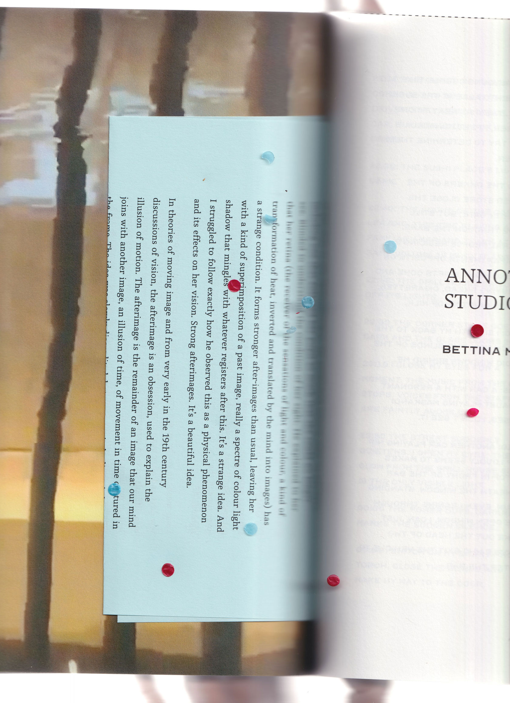 Letter insert for 'Annotation for the studio blinds', Bettina Malcomess, Light Passes, 2023