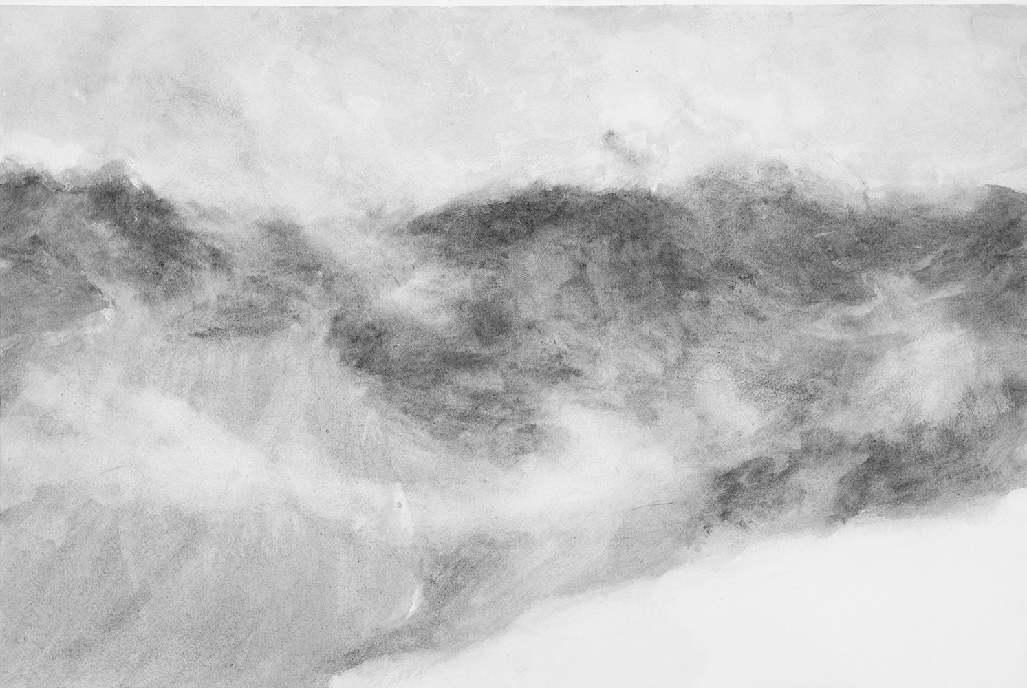 Massif, pluie (II)gouache sur papier38 x 56 cm, 2023