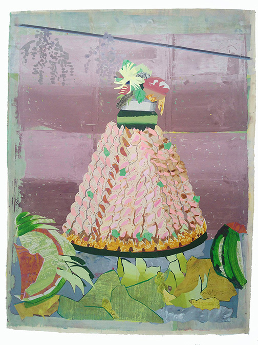  Cruise Diary (Grand World Voyage), Acrylic, paper and screen print on paper, 51"x74," 2015