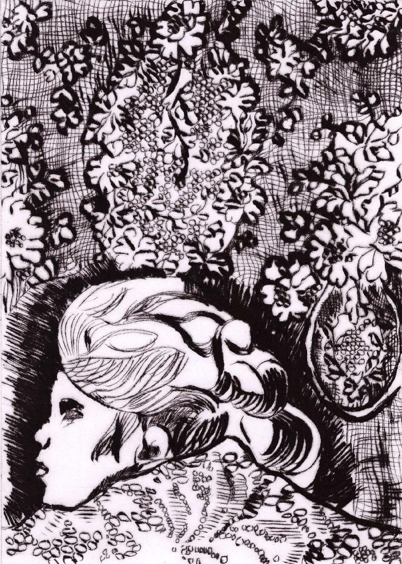 Jeanne endormie,2016,gravure pointe sèche,21x15cm