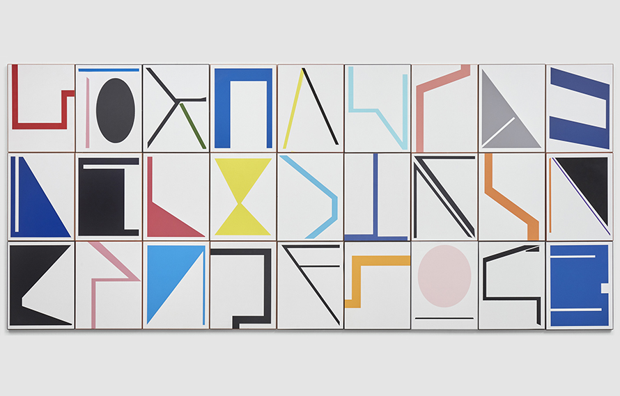 Systems / Supports. Untitled. Polyurethane on melamine, 27 pieces, 122 x 276 cm. 2017