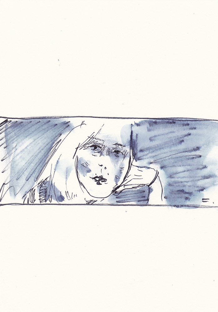 친구와 커피를 마시며, 2017, pen on paper, 21*14.8(cm)