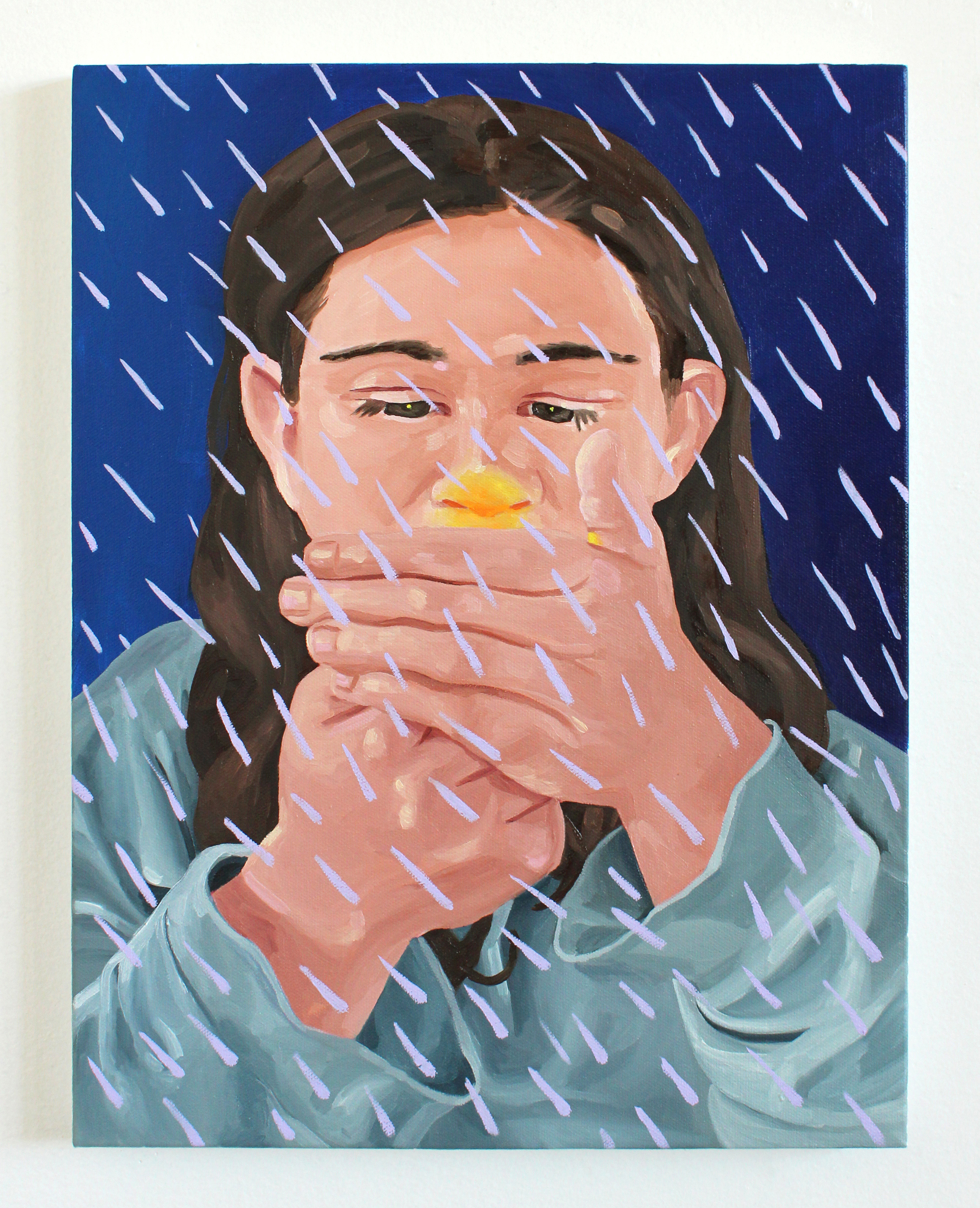 Smoking in the Rain, 2022, Oil on canvas