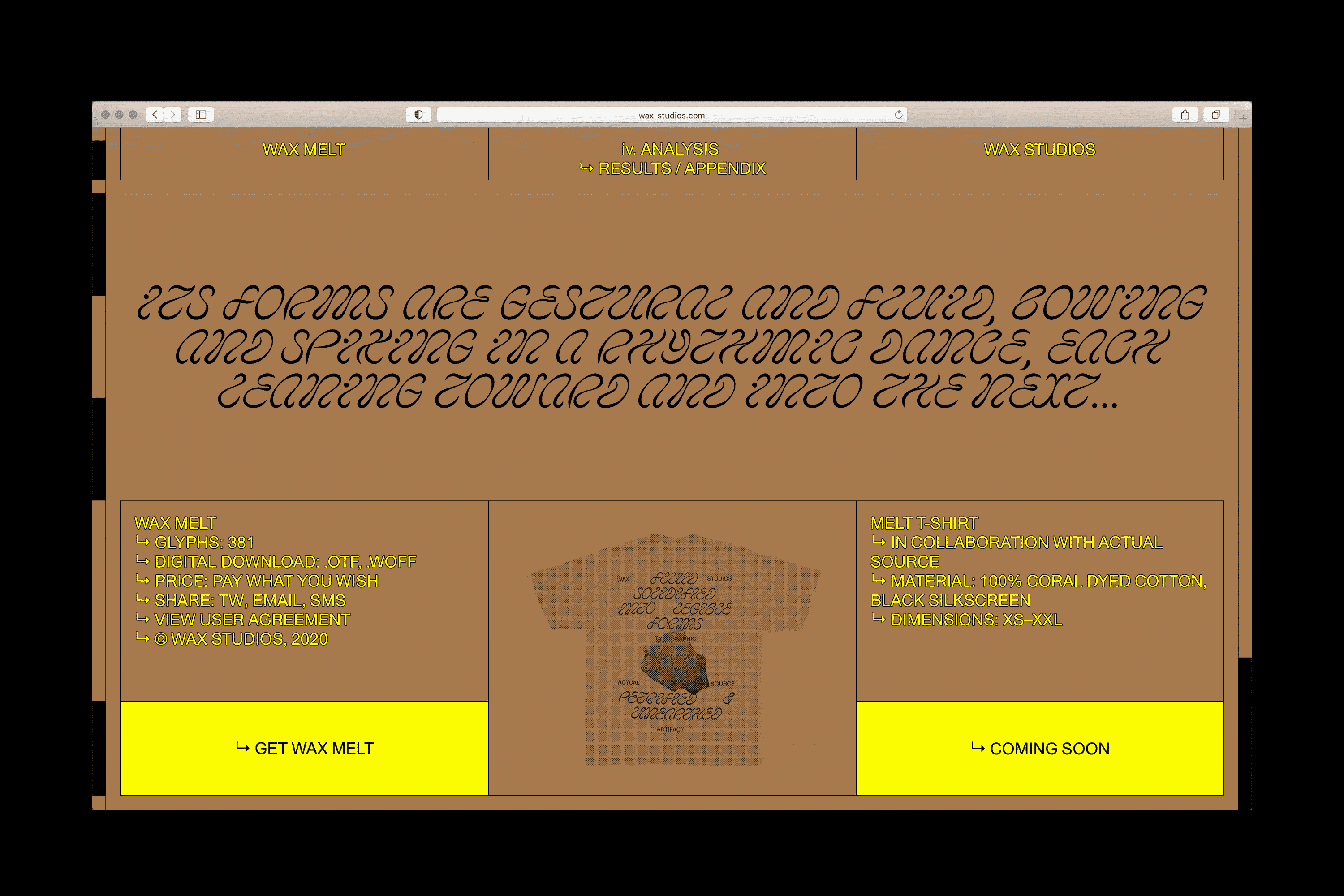 (Wax Melt) (Typeface) (2020) (Web specimen)