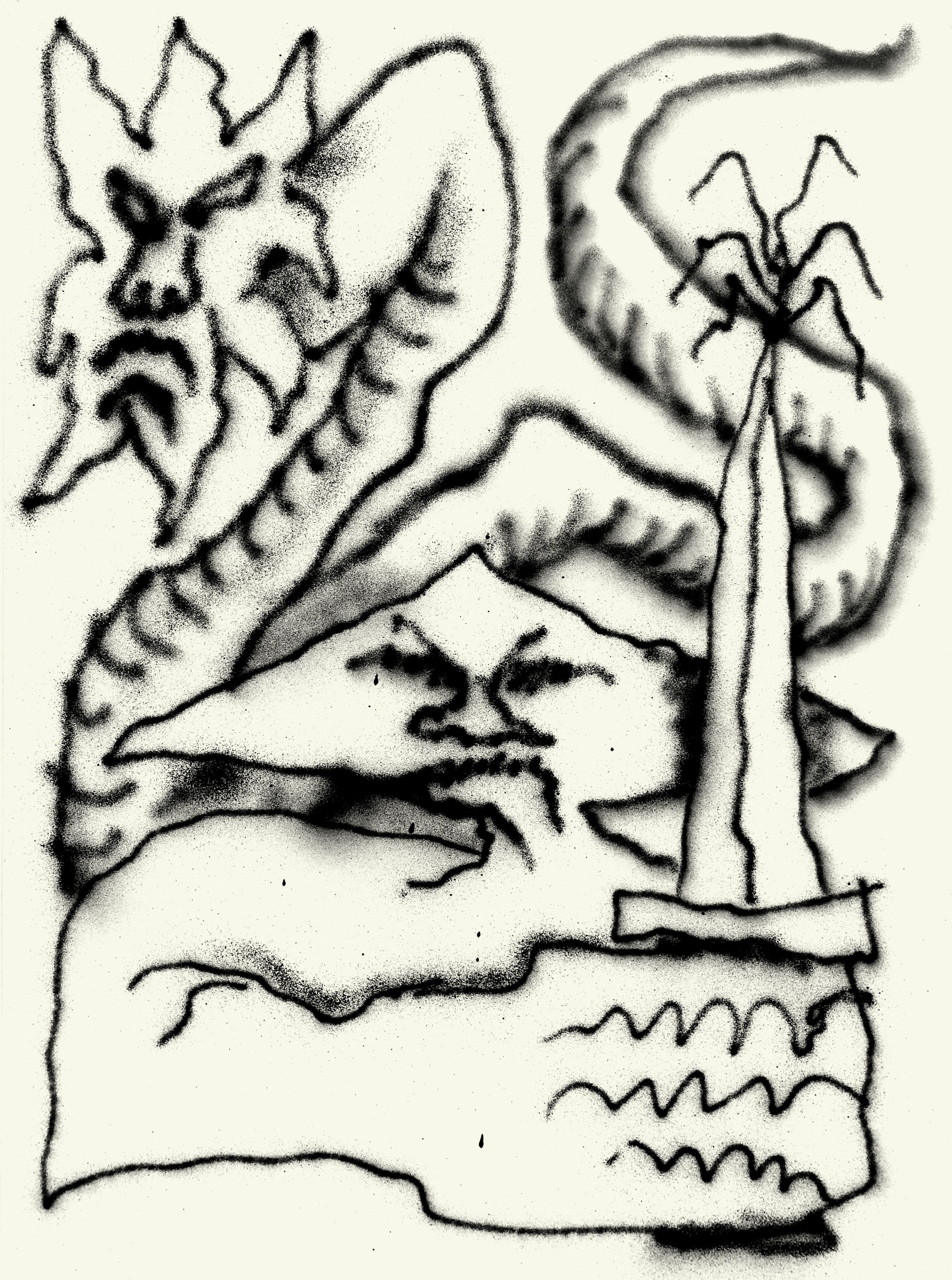 Paura #6spray paint on paper, 40x30 cm, 2022