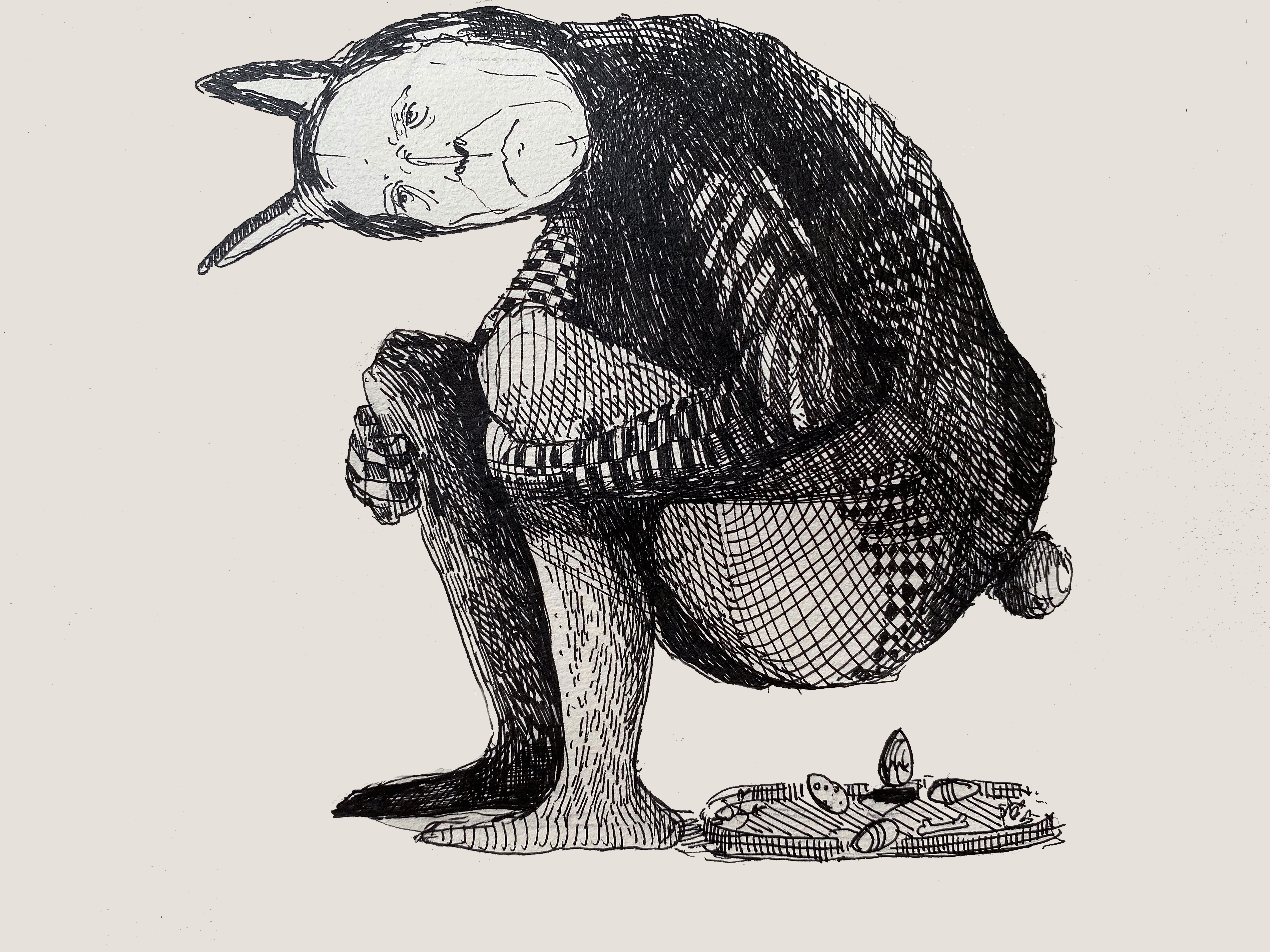 Happy Kinky Holidays, 2020, pen and ink, on paper, 9 x 12 inches