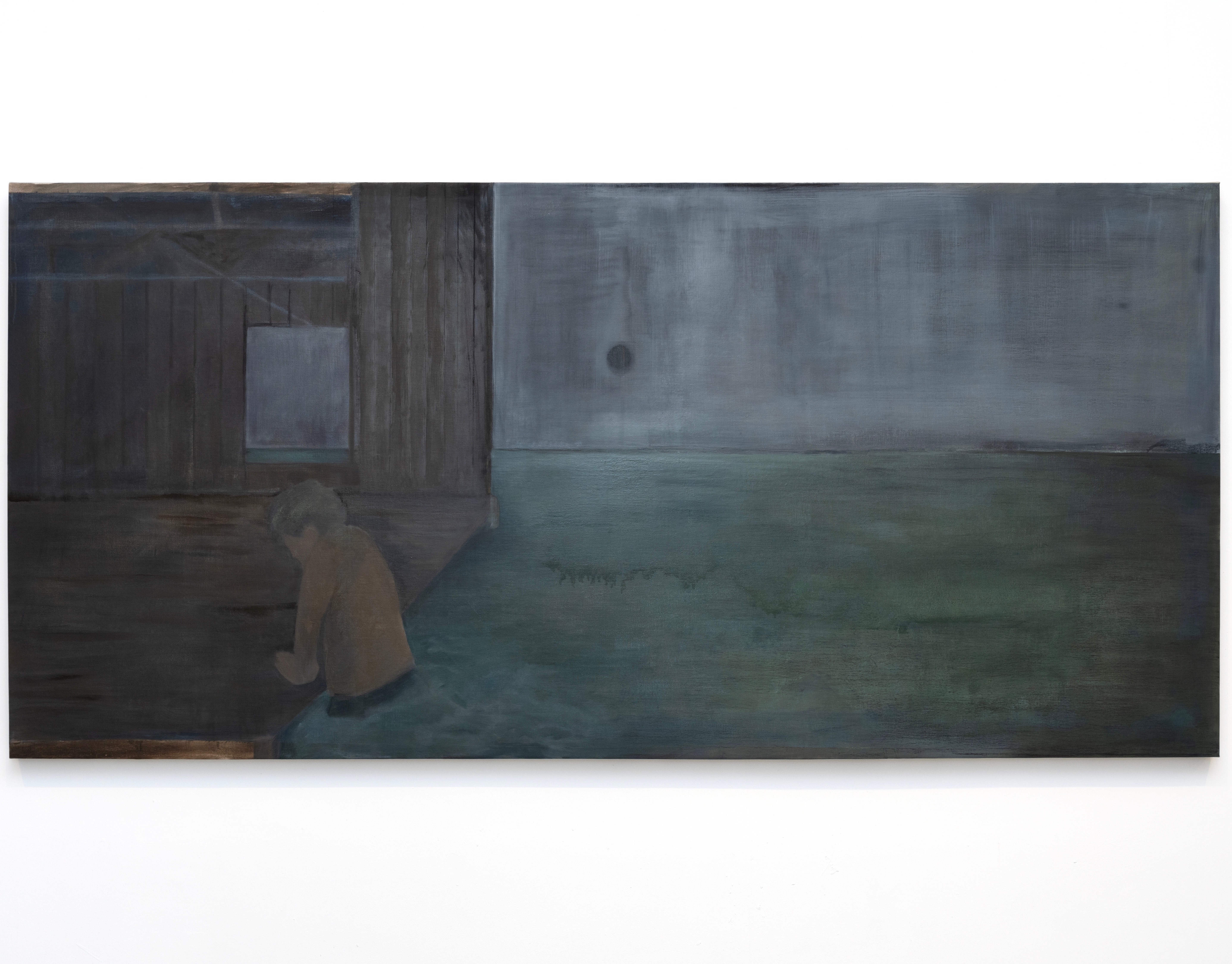 Black Moon Lake, Oil and Charcoal on Linen, 48 x 108 in