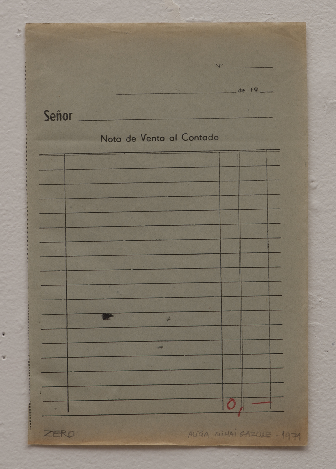 Cero, 1971 Ink on paper 9" x 6"