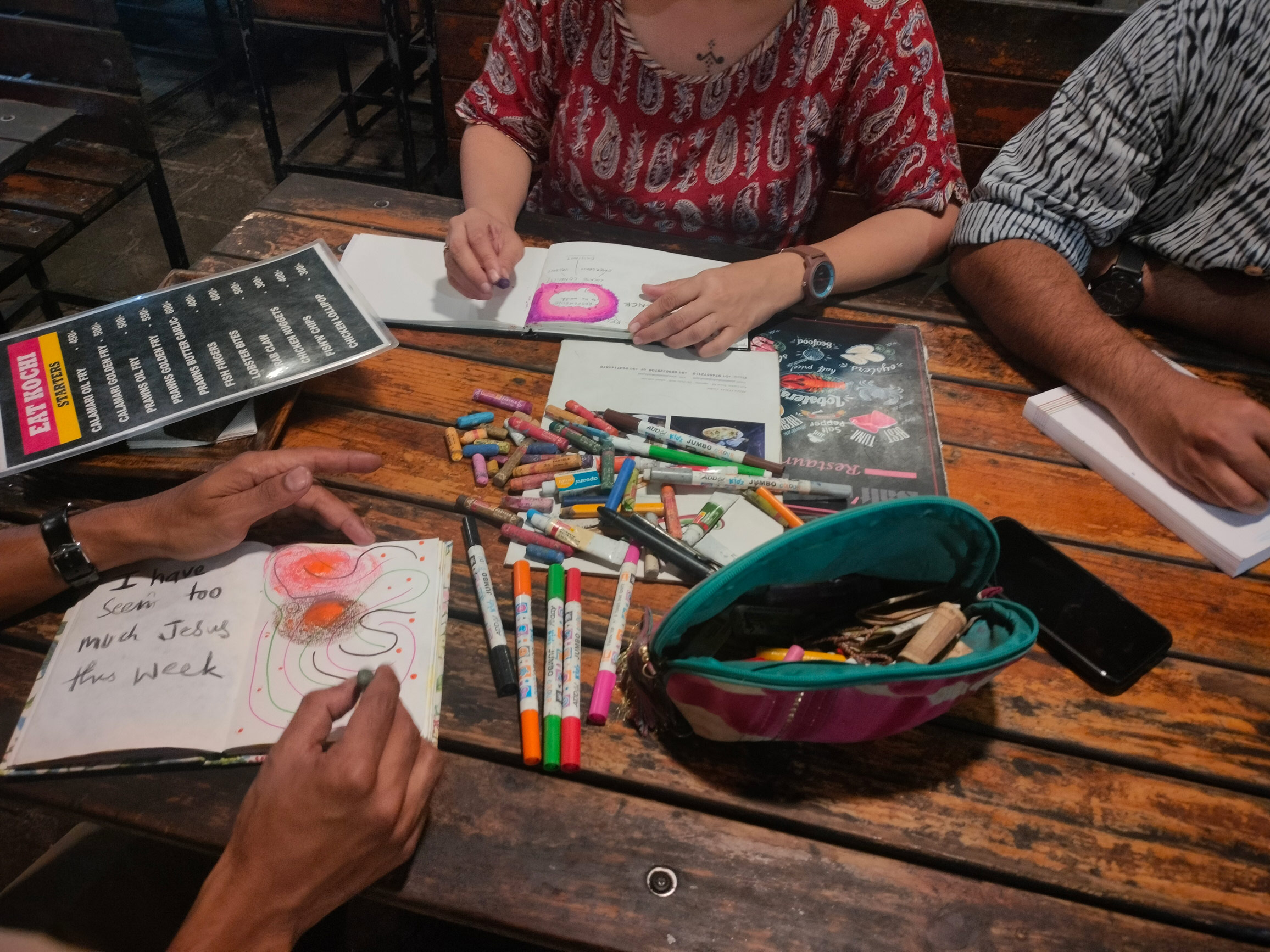 Team drawing session