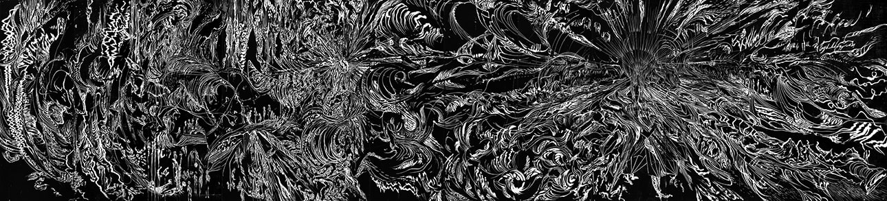 Charley Case La vénus de Tournon, 2015 Dessin à la disqueuse sur contreplaqué peint 12 x 2,80 m