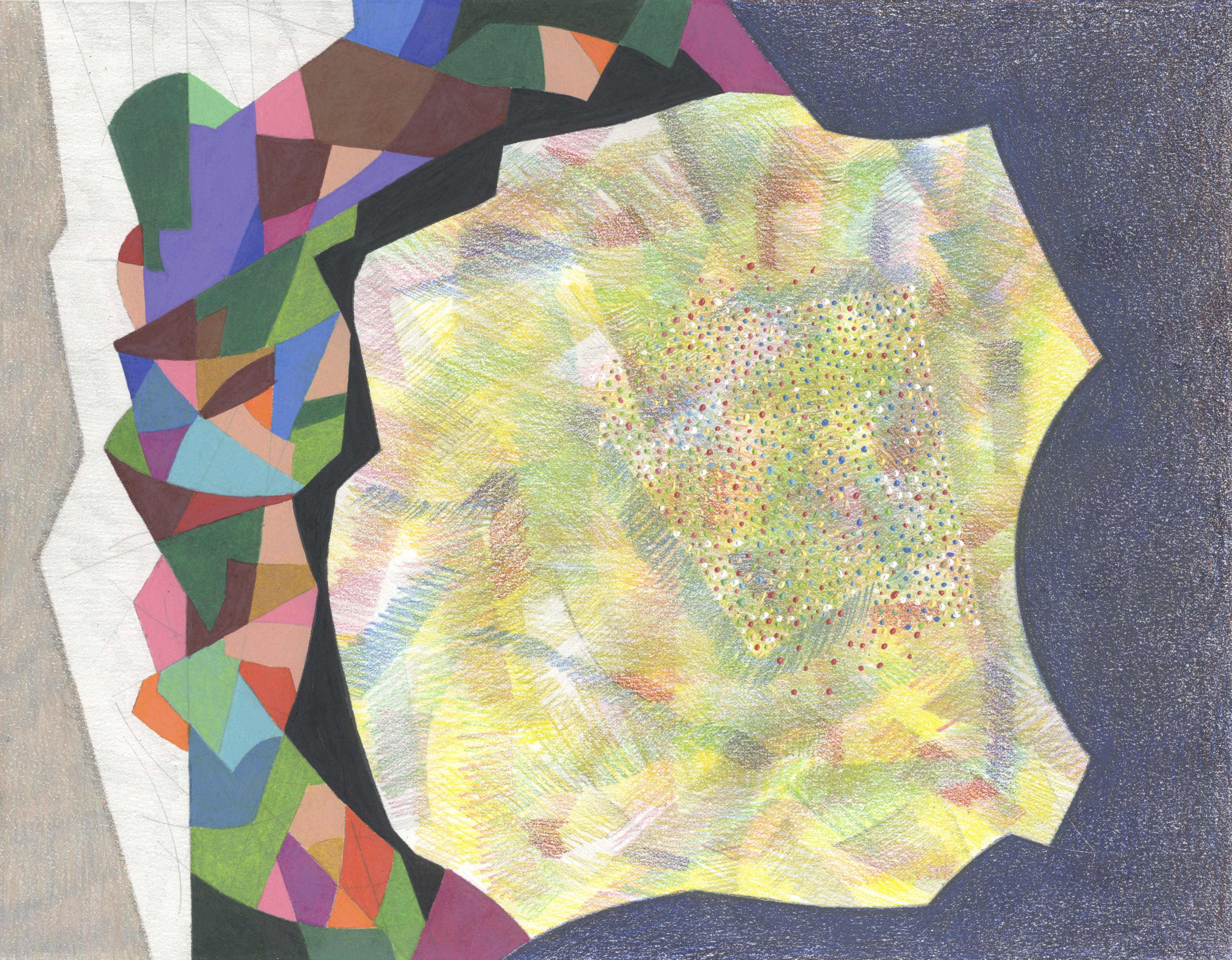 Peach Medley, 2020, colored pencil, graphite, and acrylic on paper, 11 × 14".