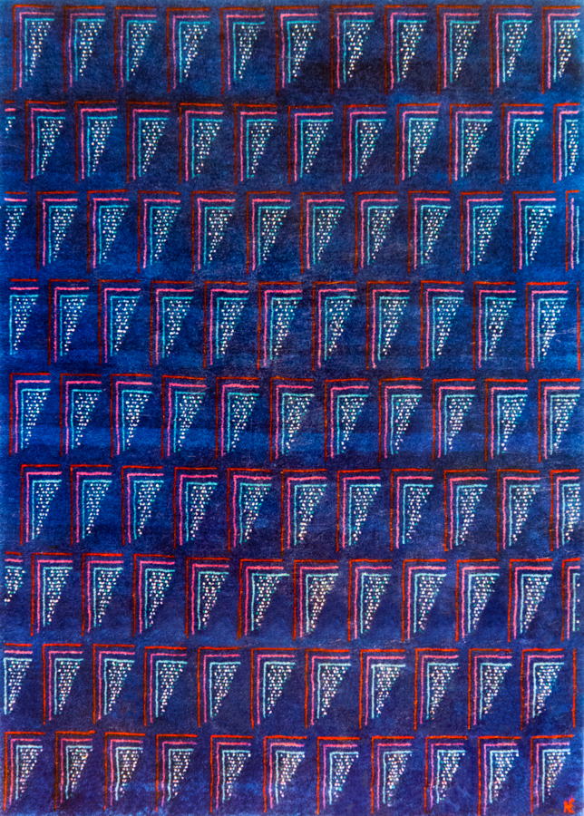 Handwoven wool rug. Serial production. 1990's