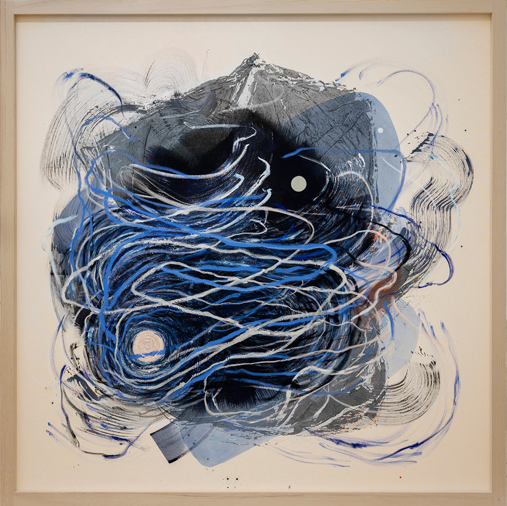 Janus (Tracks) akryl och oljekrita på duk, 200x200cm, 2022 | Foto: Patrik Lindell