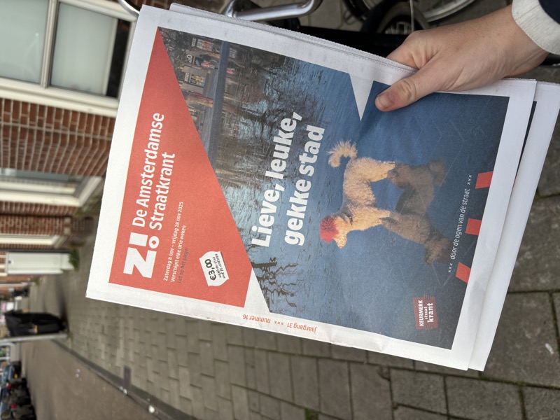 Publication in Amsterdam-based street newspaper Z, including cover photo