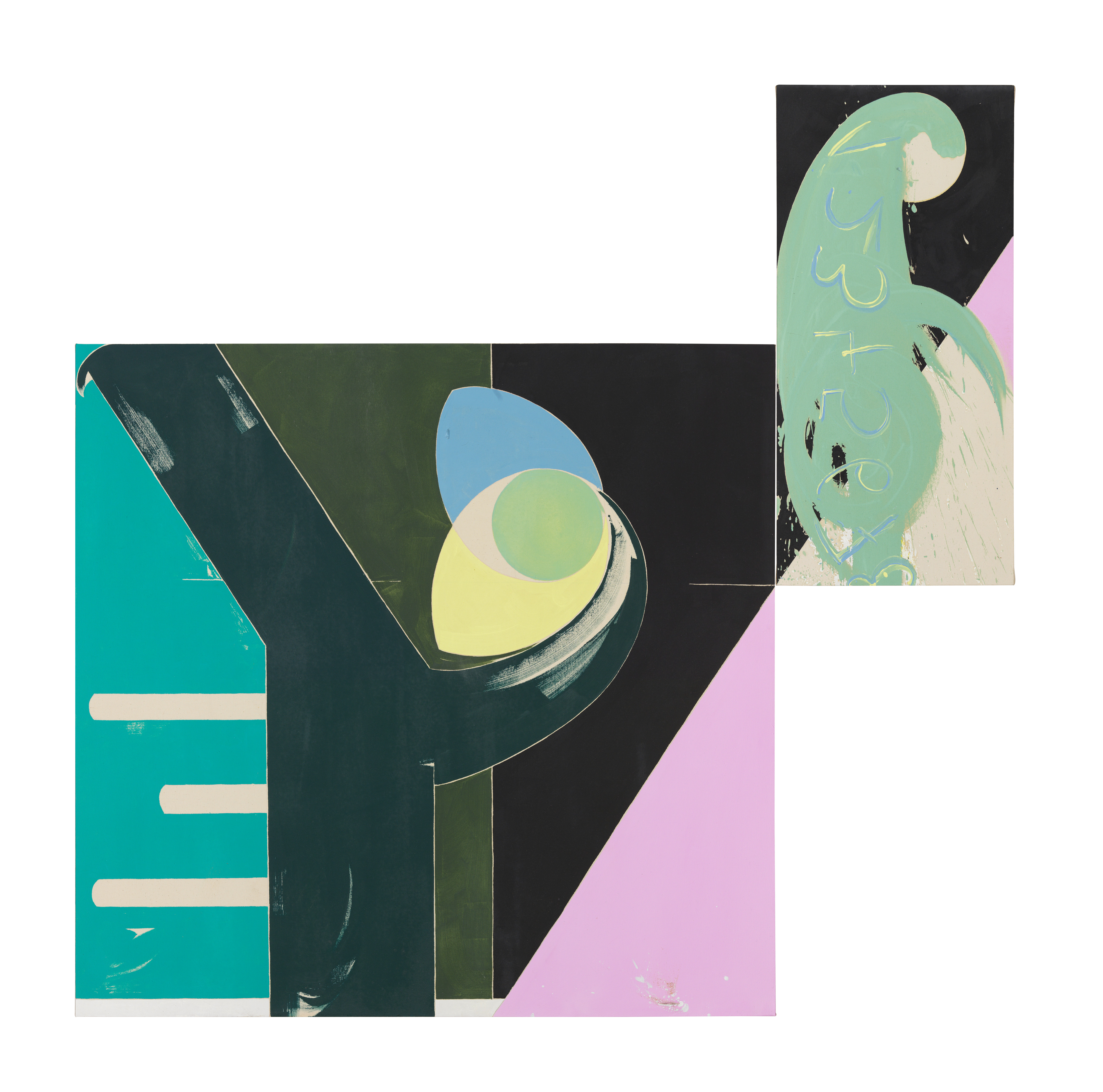 sosFound::subject_citizen:K(ante)_>timeshift_knospe (97 x 104) + (74 x 35,5) cm. oil on canvas. 2016/17