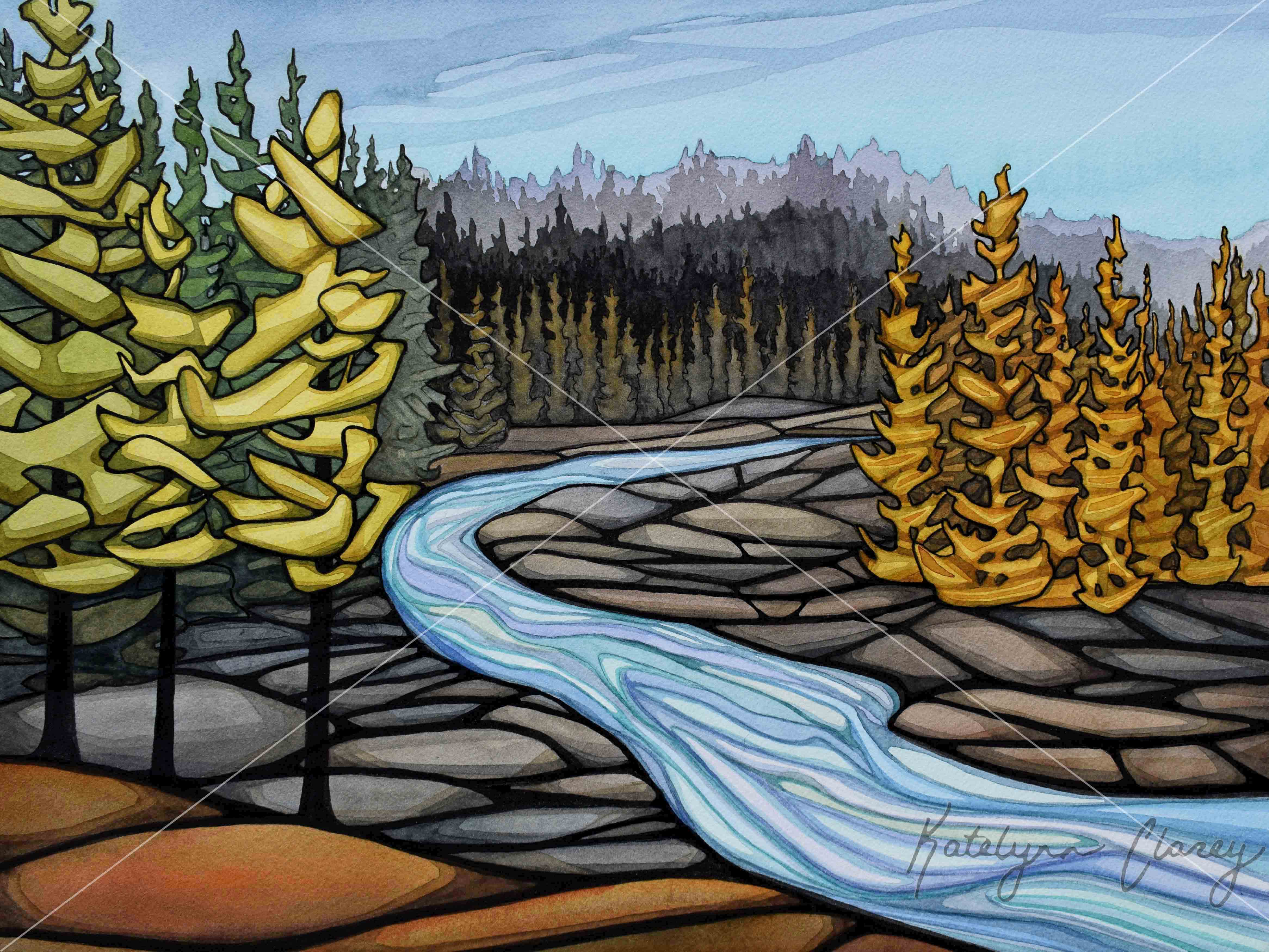 River Rocks,16 x 20", Mixed Media on Mounted Paper, SOLD