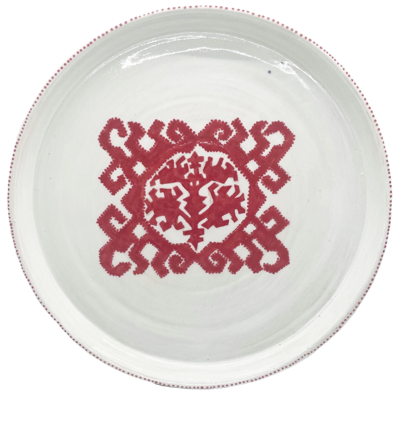 set of 12 custom plates inspired by eastern european embroidery