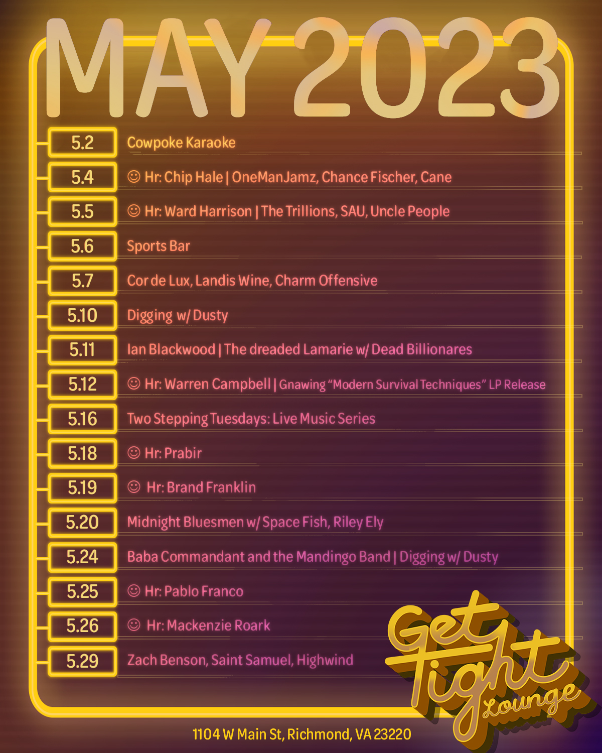 Monthly Show Schedule