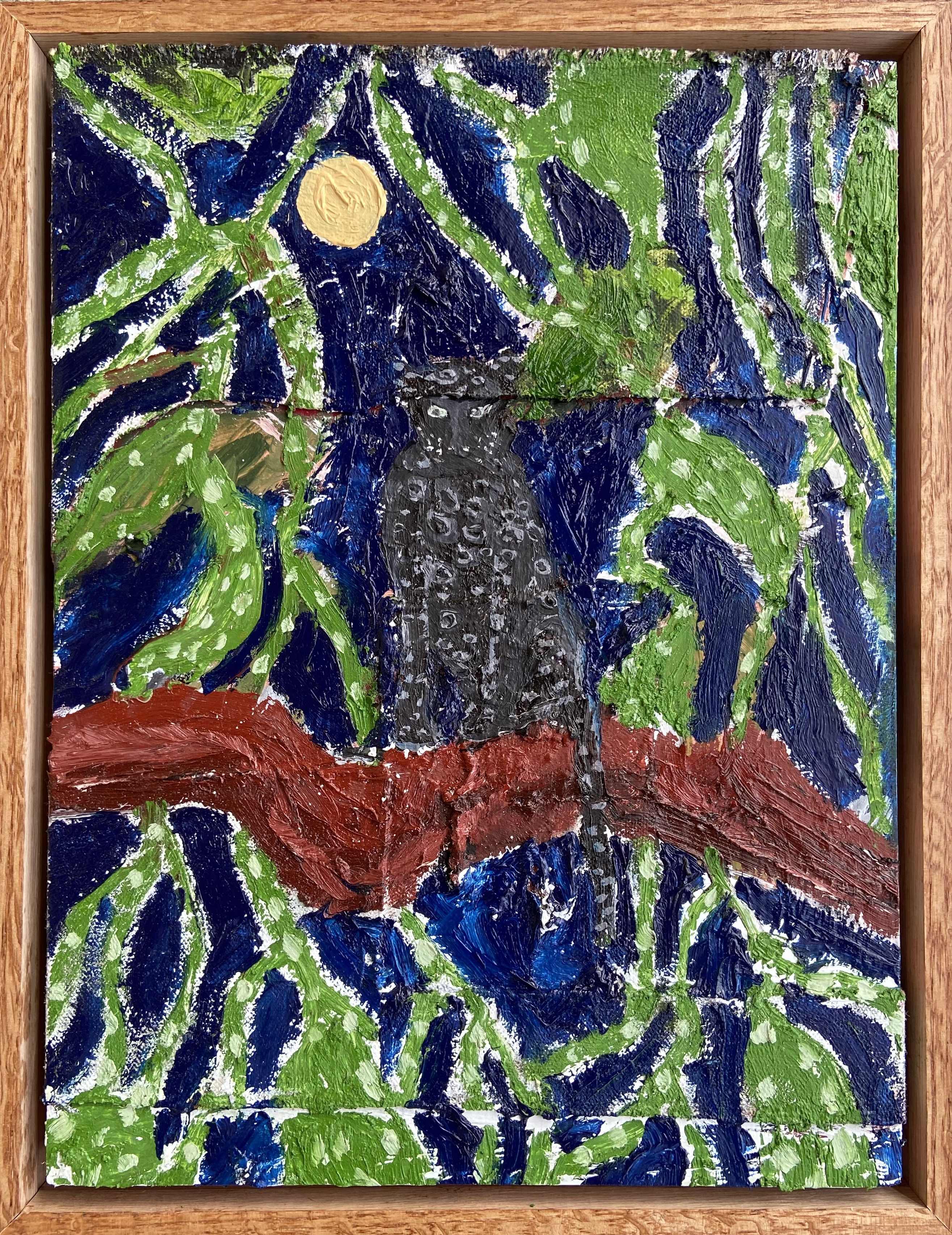 Ivyoil and canvas collage on panel13"x10"