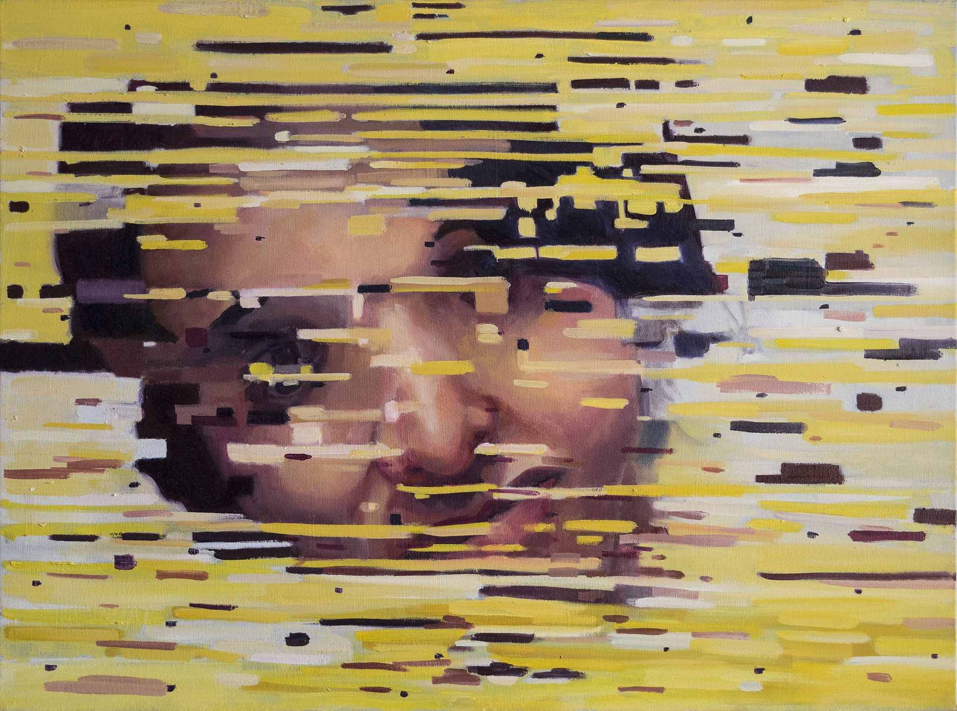 “Holding fractures.  Memories slowly dragging.  A forgotten childhood.  Now unrecognisable faces.  We still care for our future.  Inevitable separate destiny.”  oil on canvas 30" x 40"