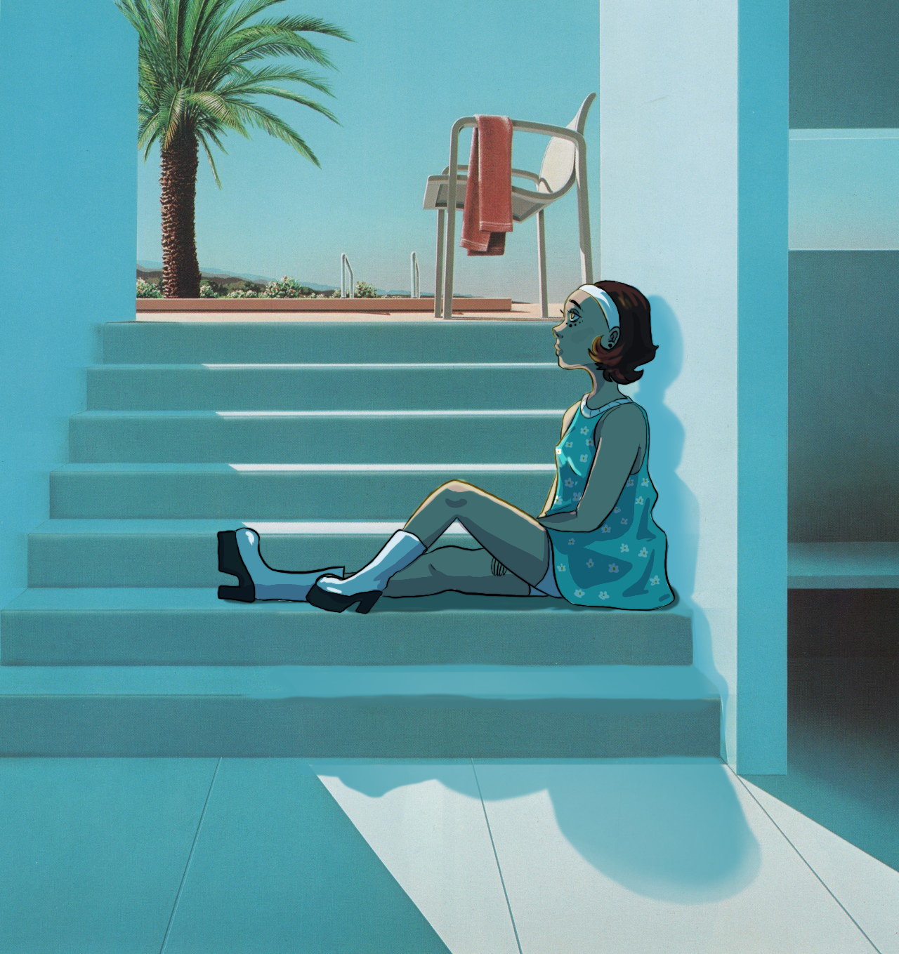 Hockney-Inspired mixed Media illustration | Digital Illustration over Photograph (2017)