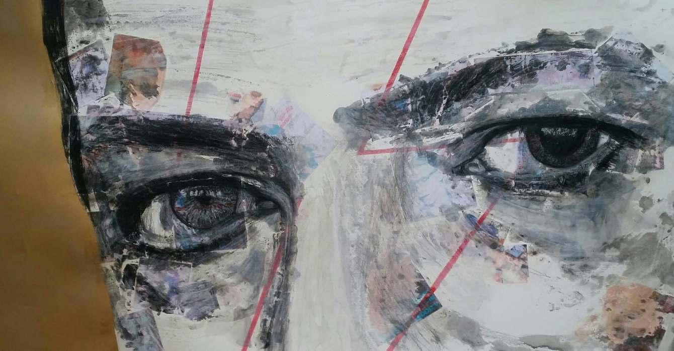 Oddityacrylic, spray-paint, collage, Conté crayon and pastel90 x 47 cmSOLD
