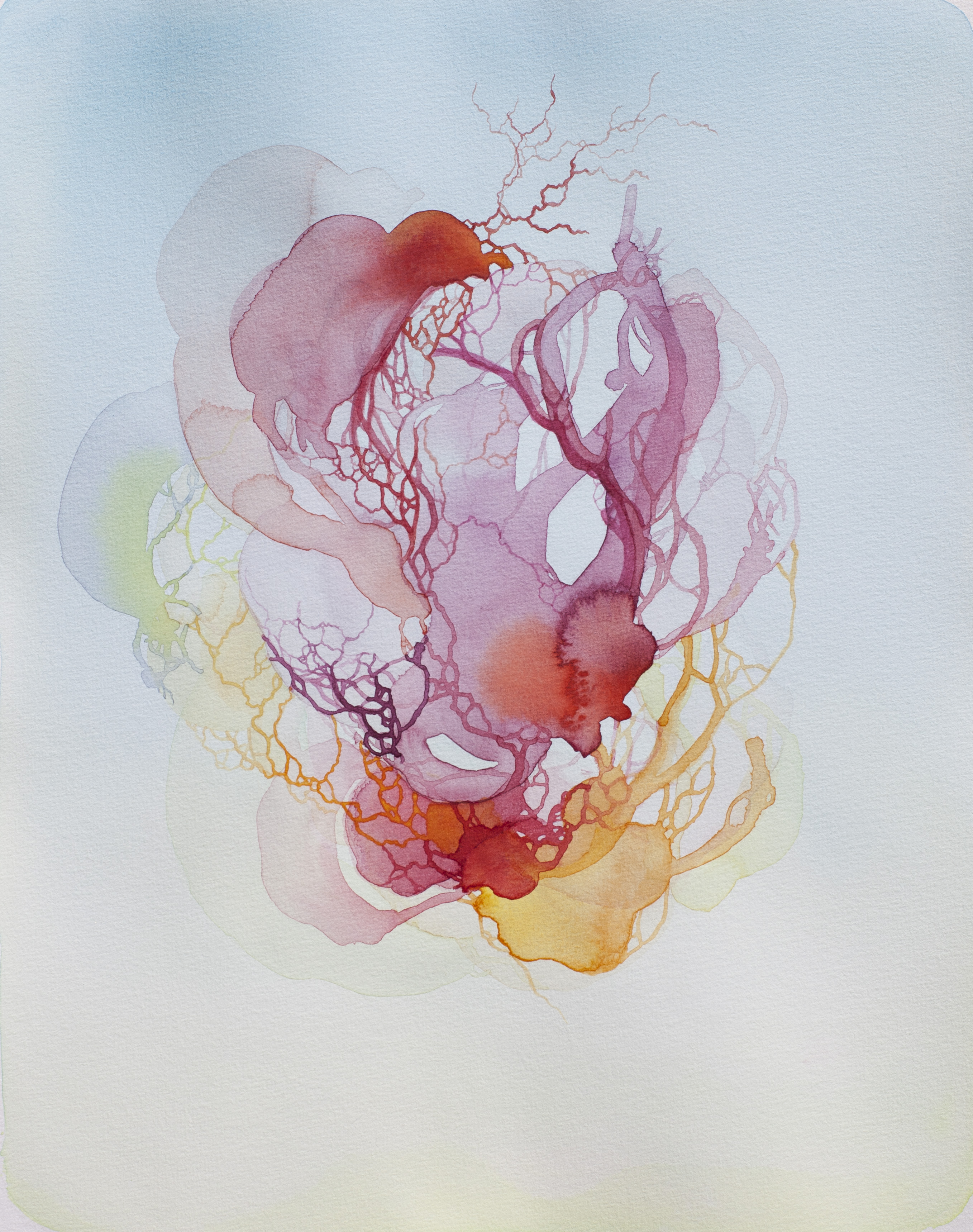 Entraille d'aube n&deg;6 (aquarelle, 28,3 x 32,4cm, printemps 2023)