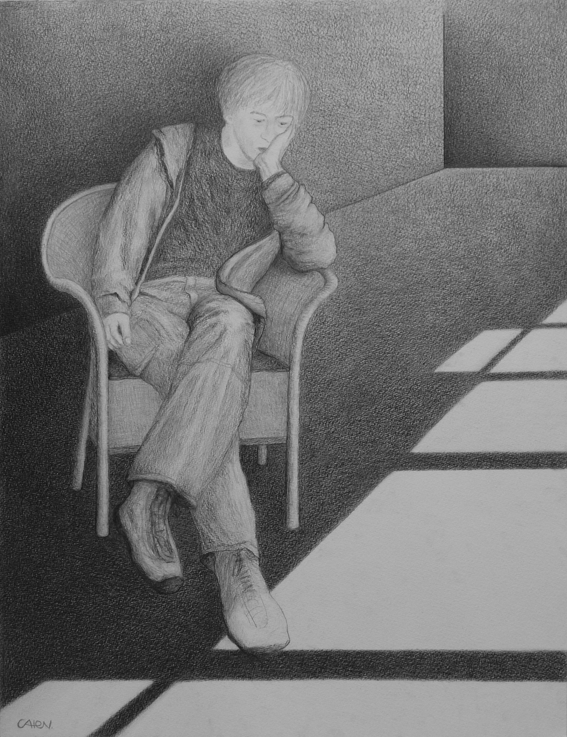 potlood op papier, 65 x 50 cm