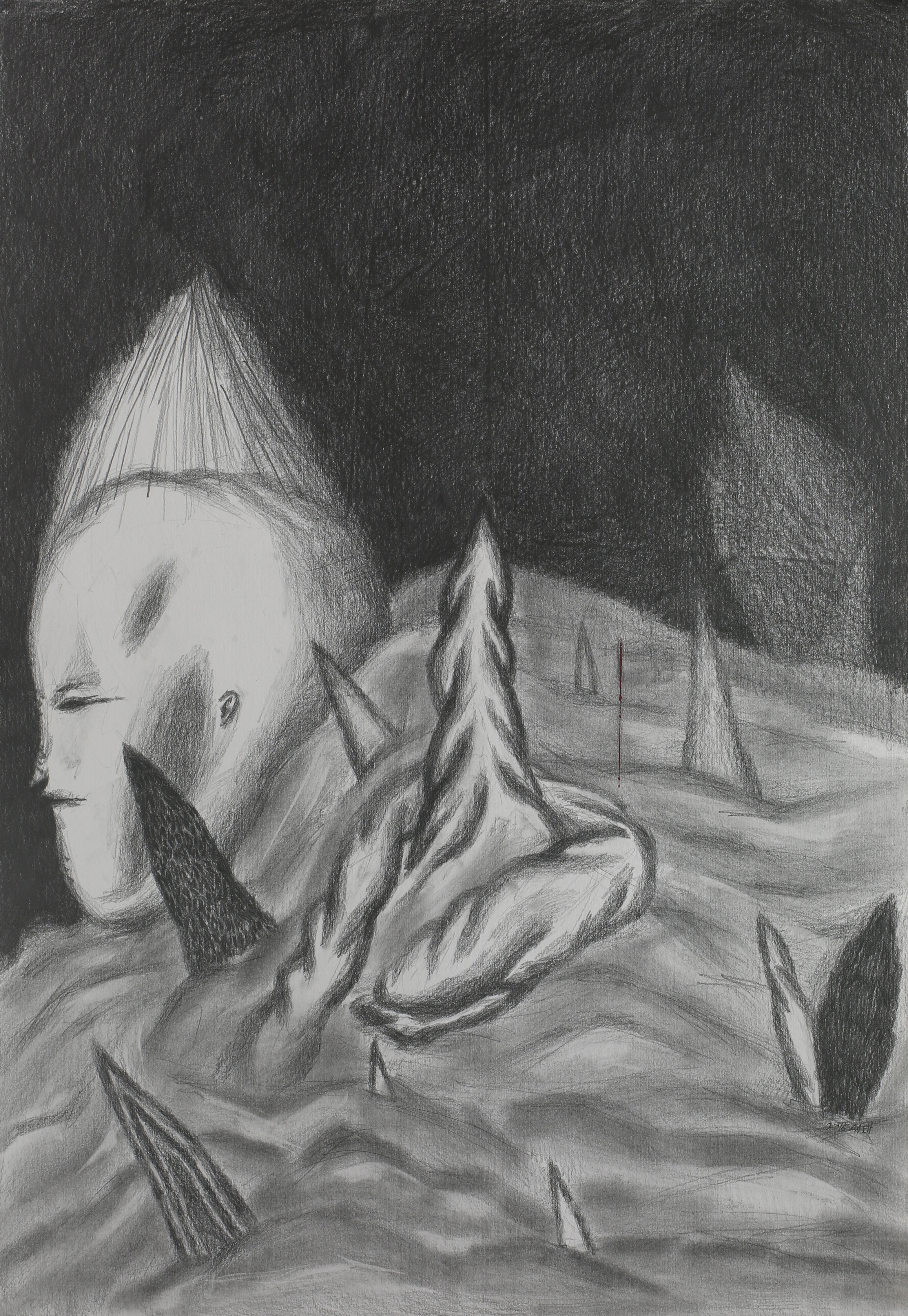 자라난다glow_pencil on paper_64.5x47.0cm_2015