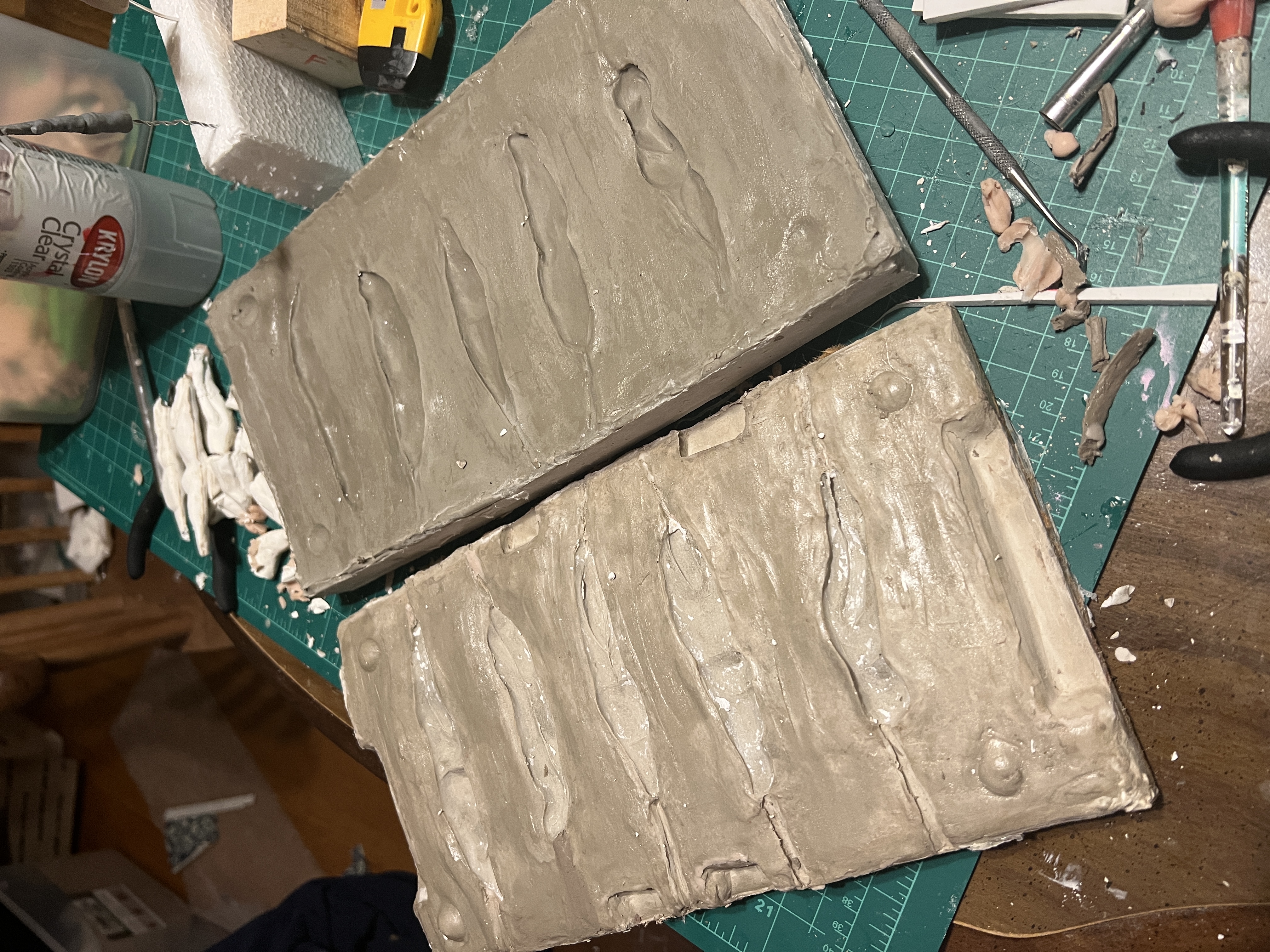 Prepped plaster mold.