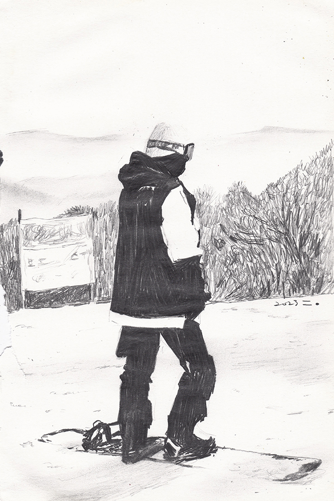 Snowboarder, 2023, pencil on paper, 18.5*12.2(cm)