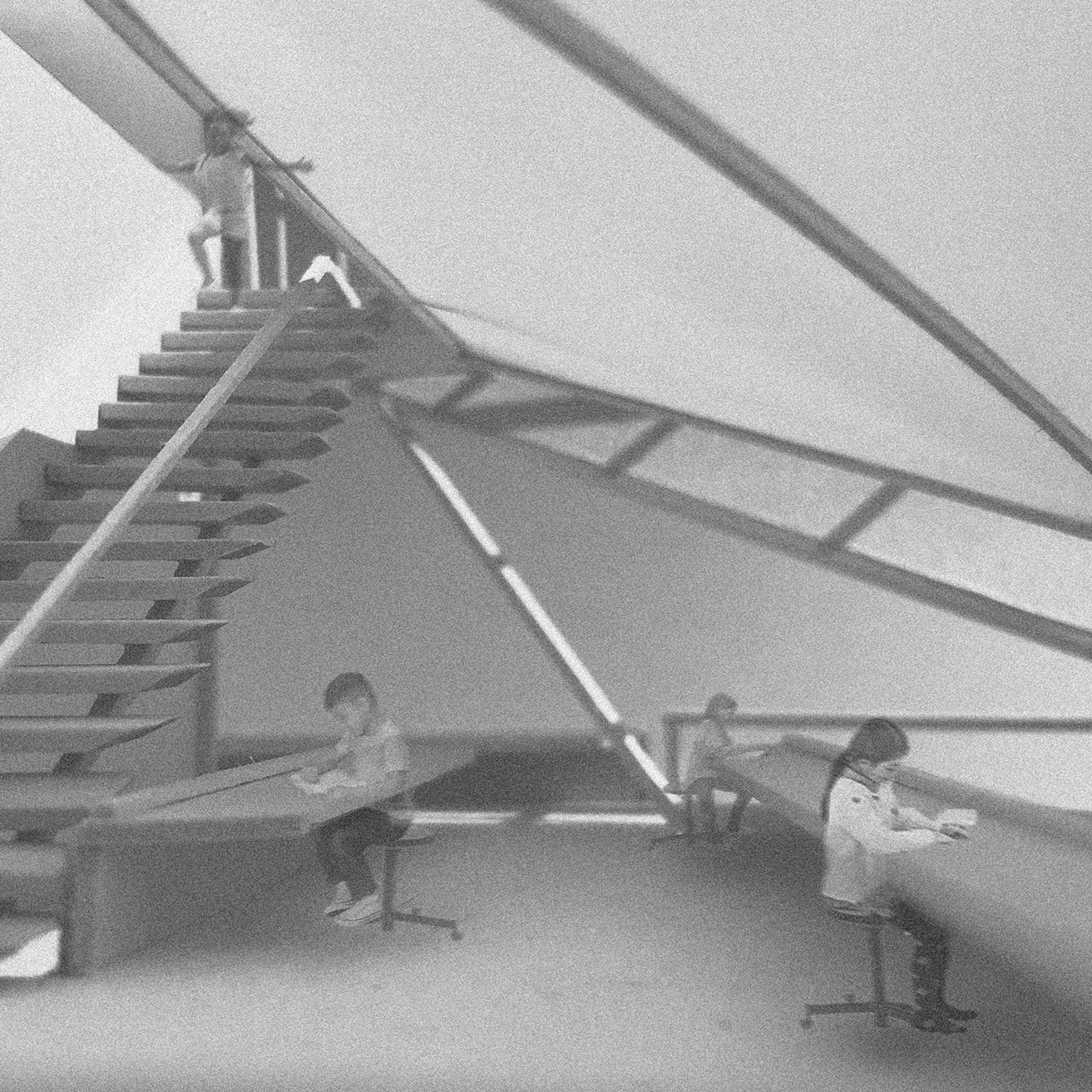 interior rendering, mezzanine workspace